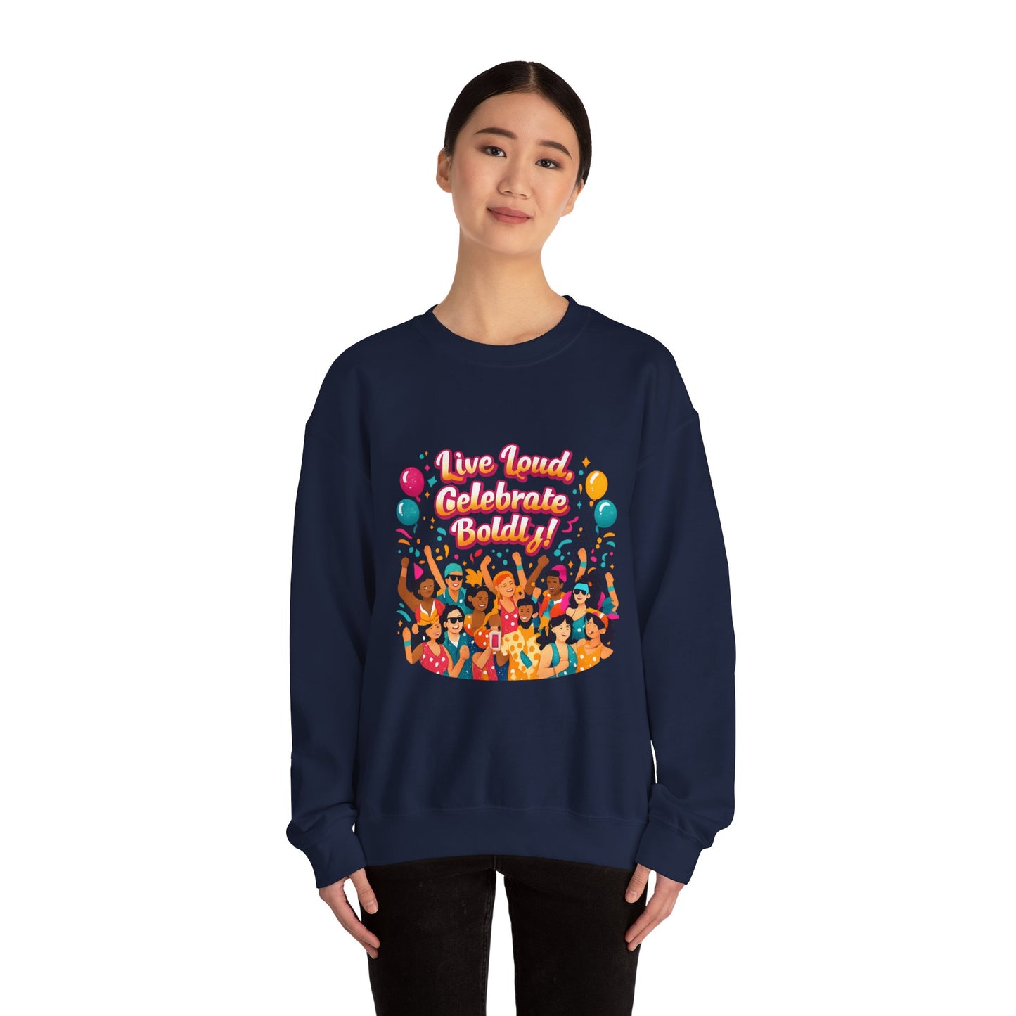 Celebrate Boldly Sweatshirt | carnival confetti colorblocked neon brights