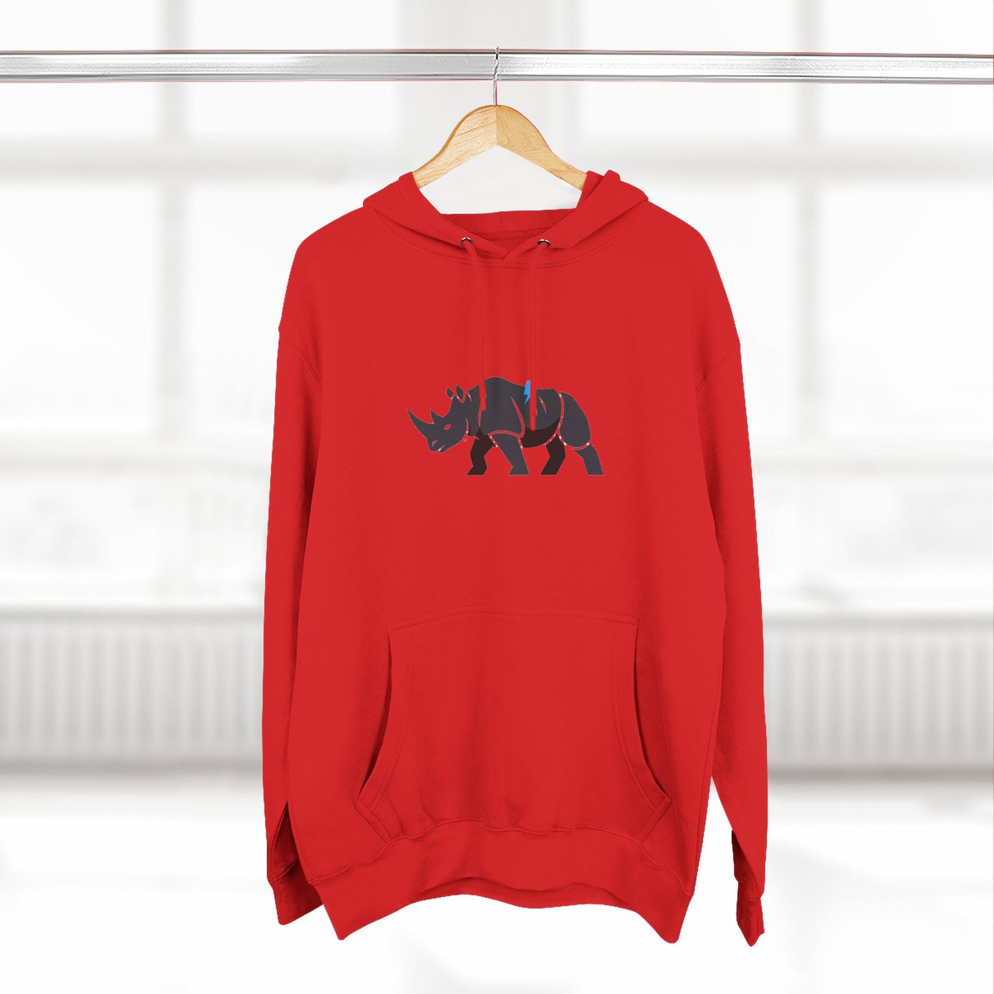 Rhino Silhouette Hoodie — Minimalist Three-Panel Rhino Graphic Sweatshirt