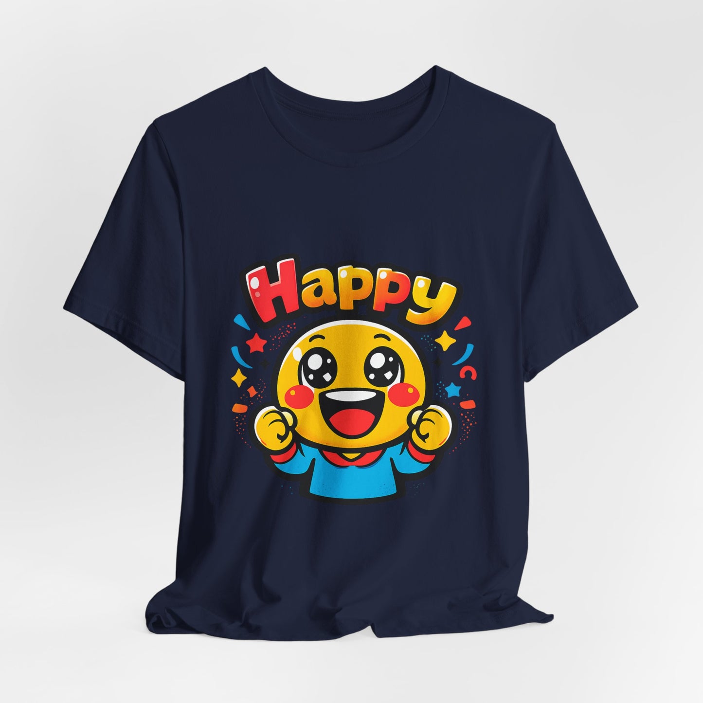 Happy Mood Face T-Shirt | kawaii minimal emoji cartoon, thick outline