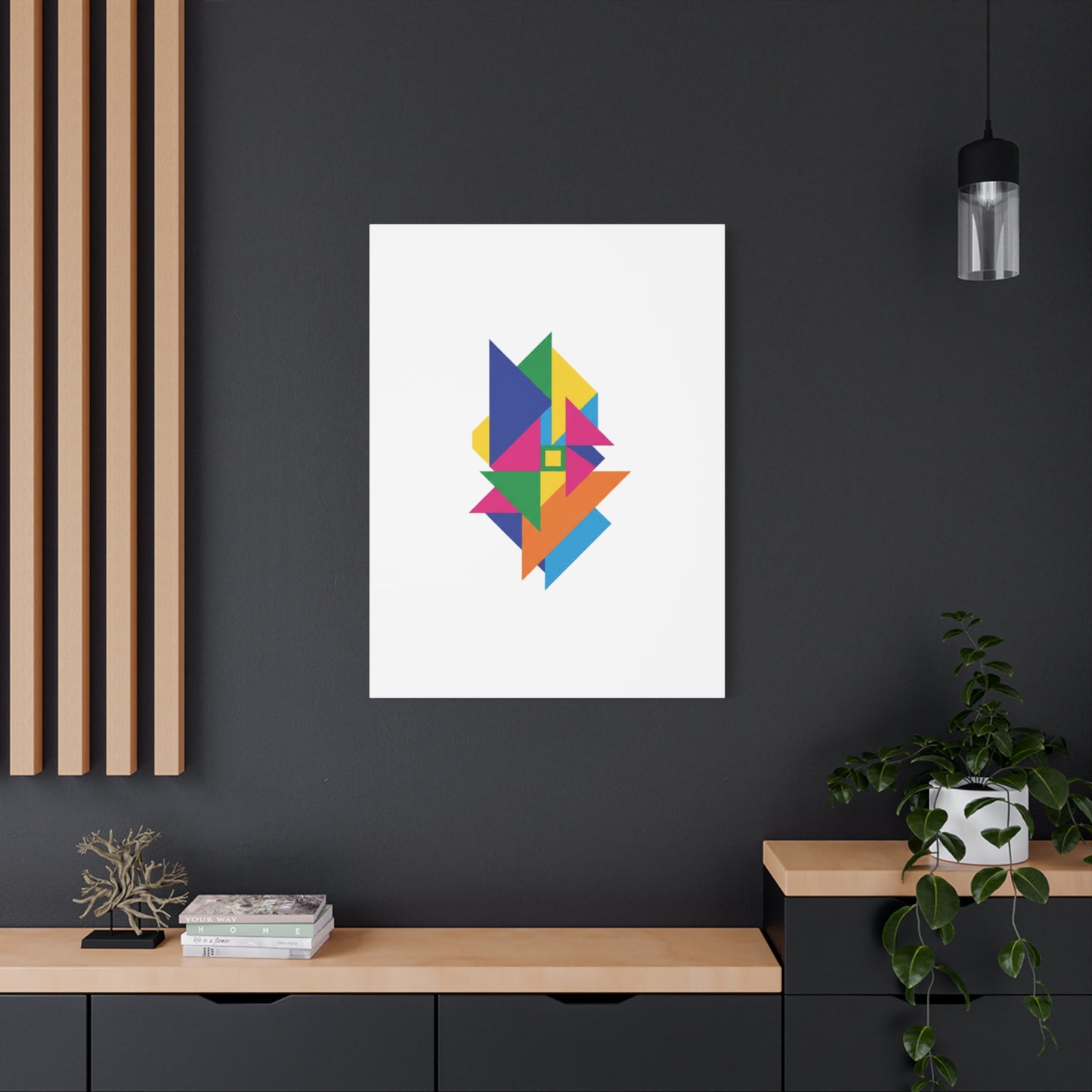 Abstract Geometric Art Canvas — Colorful Modern Stretched Wall Art