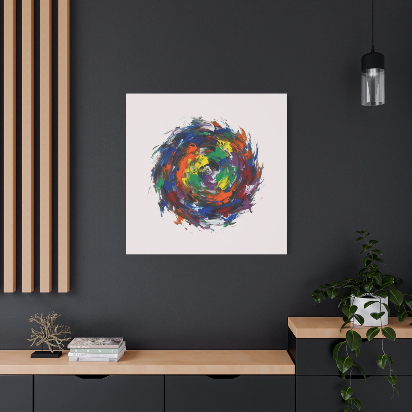 Abstract Color Swirl Canvas - Vibrant Circular Brushstroke Wall Art (Matte Stretched)