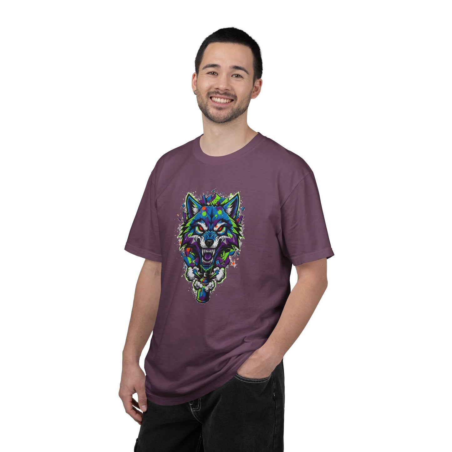 Colorful Geometric Wolf T-Shirt — Vibrant Tribal Wolf Graphic Tee