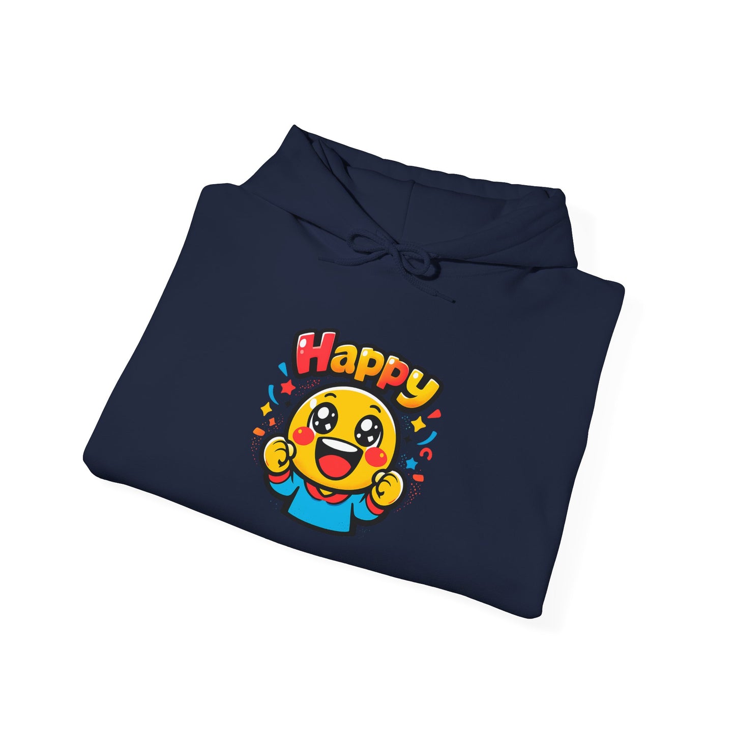 Happy Mood Face Hoodie | bold cartoon, thick outline kawaii emoji