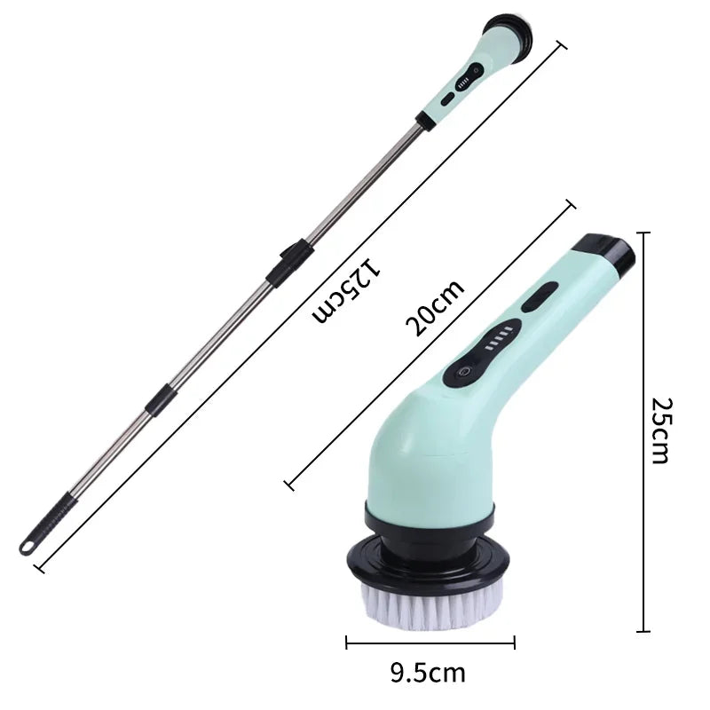 9-in-1 Electric Spin Scrubber - Cordless Shower Brush with Adjustable Handle & Replaceable Heads, Bathroom Tile Scrubber