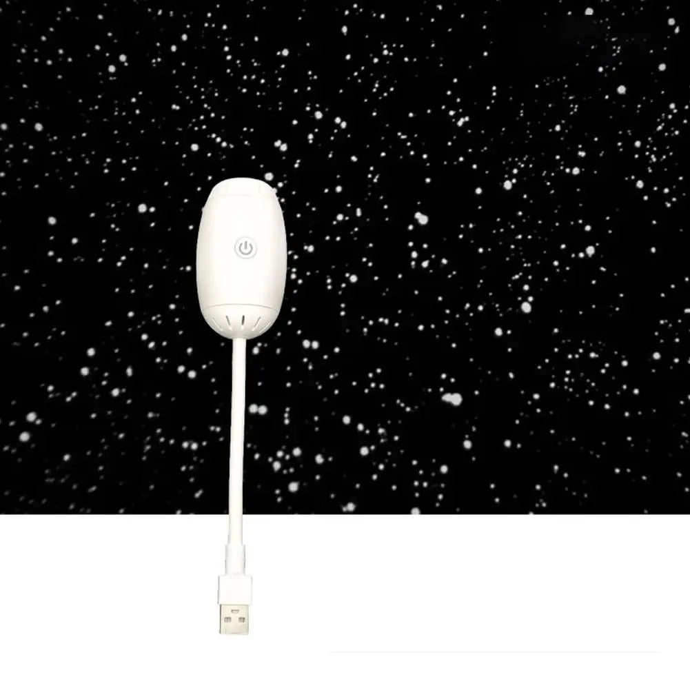 Night Sky Projection Lamp USB HD Galaxy Star Car Bedroom LED Atmosphere Light Bullet Head Cool White Dimmable 3 Modes Plug Play