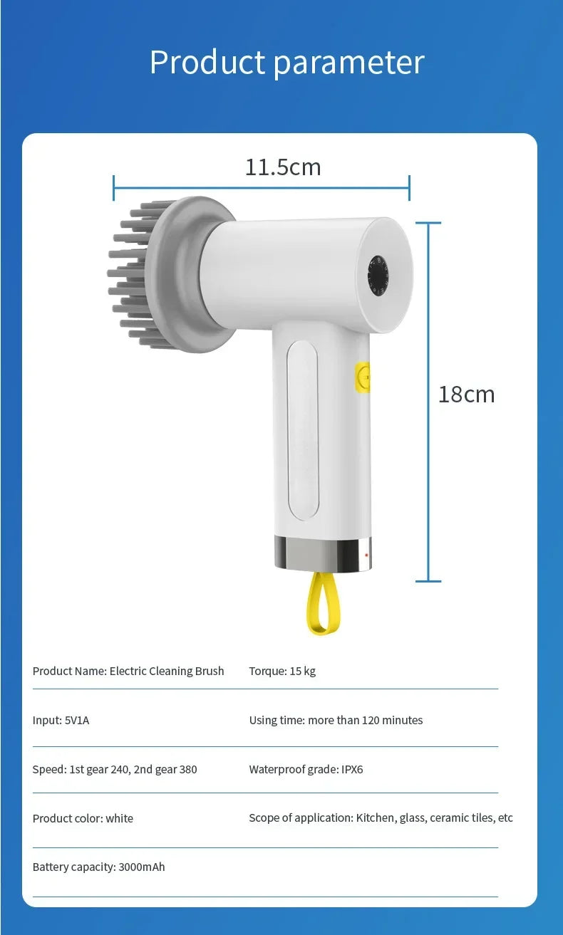 4 in 1 Electric Cleaning Brush Kitchen Cleaning Brush USB Rechargeable Handheld Electric Rotary Scrubber Household Cleaning Tool
