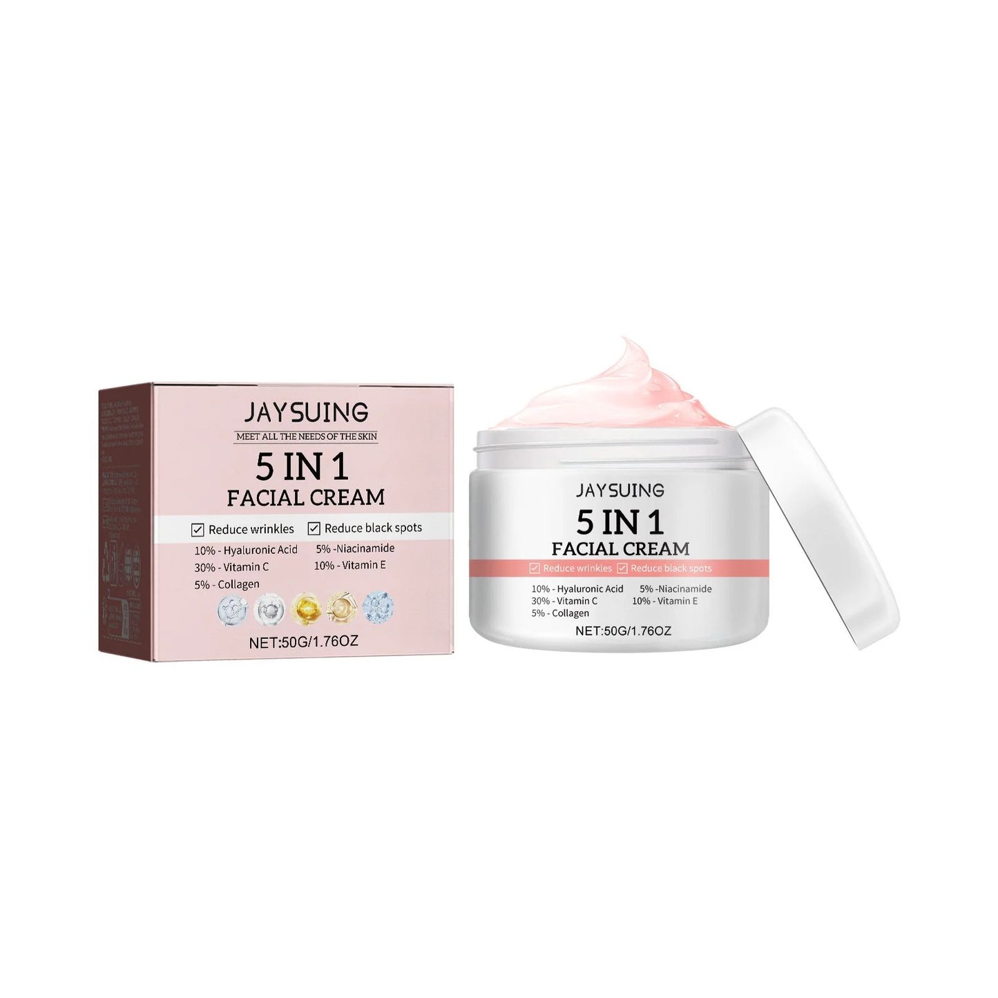 5 In 1 Anti Ag-ing Serum Fade Fine Lines Anti Wrin-kle Agin-g Lifting Tighten Remove Dark Sp-ot Pore Shrinking Whit-ening Cream