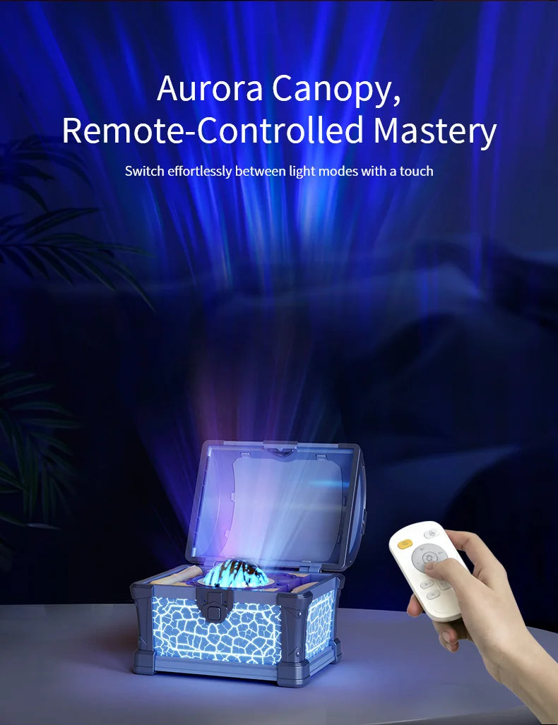 Treasure Chest Projector Night Light Bluetooth Speaker Galaxy Aurora Projection Lamp Ambient Northern Light For Room Decoration