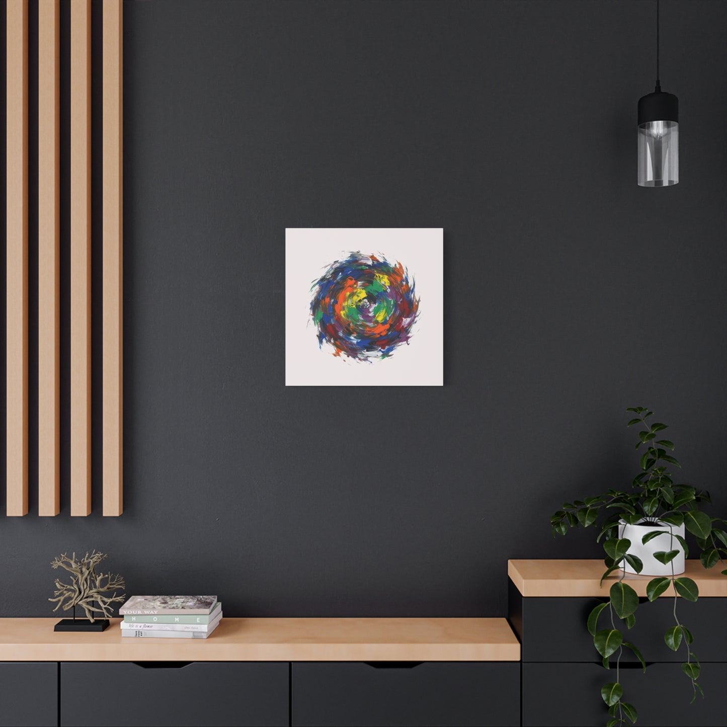 Abstract Color Swirl Canvas - Vibrant Circular Brushstroke Wall Art (Matte Stretched)