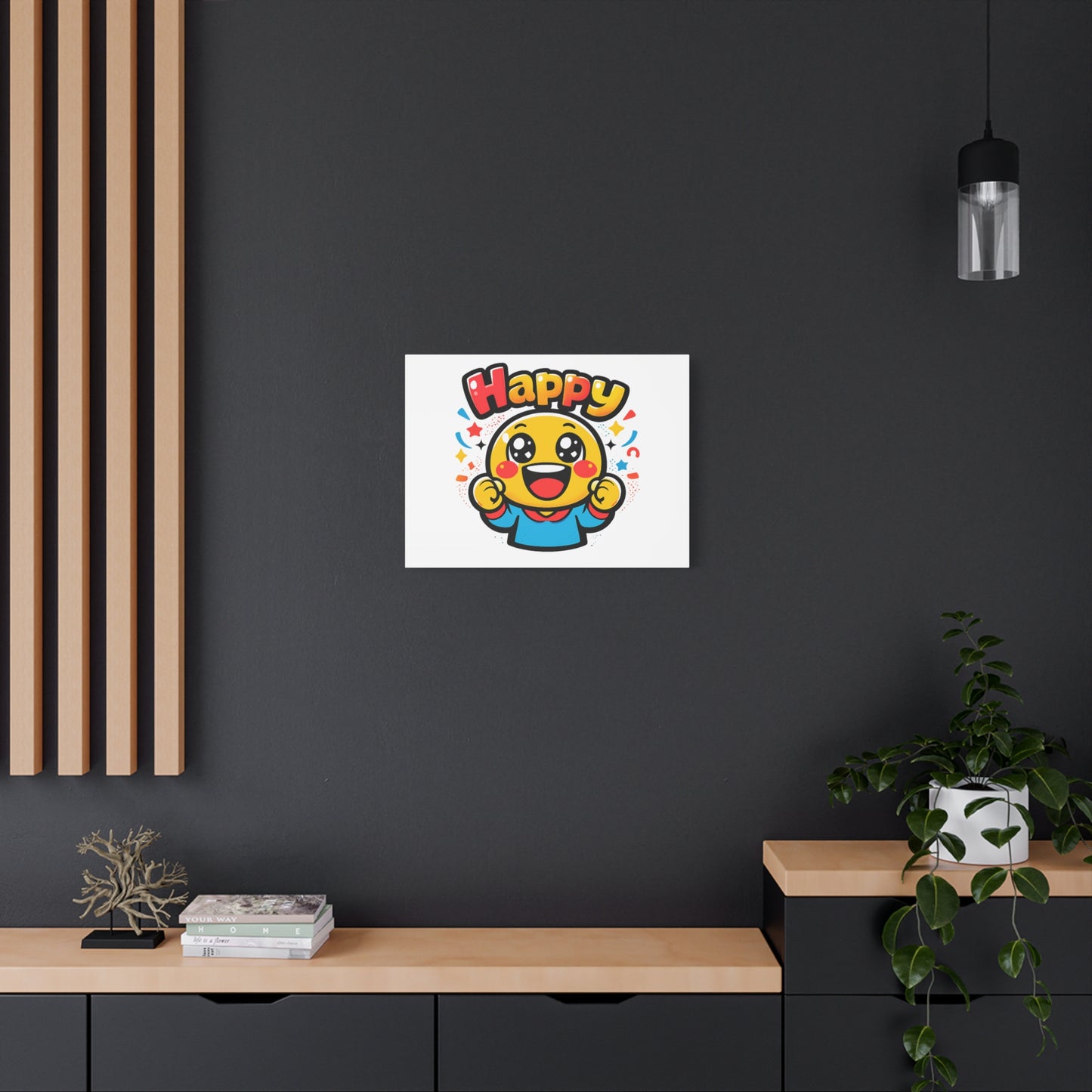 Happy Emoji Cartoon Canvas | Bold Cartoon, Thick Outline, Kawaii Minimal