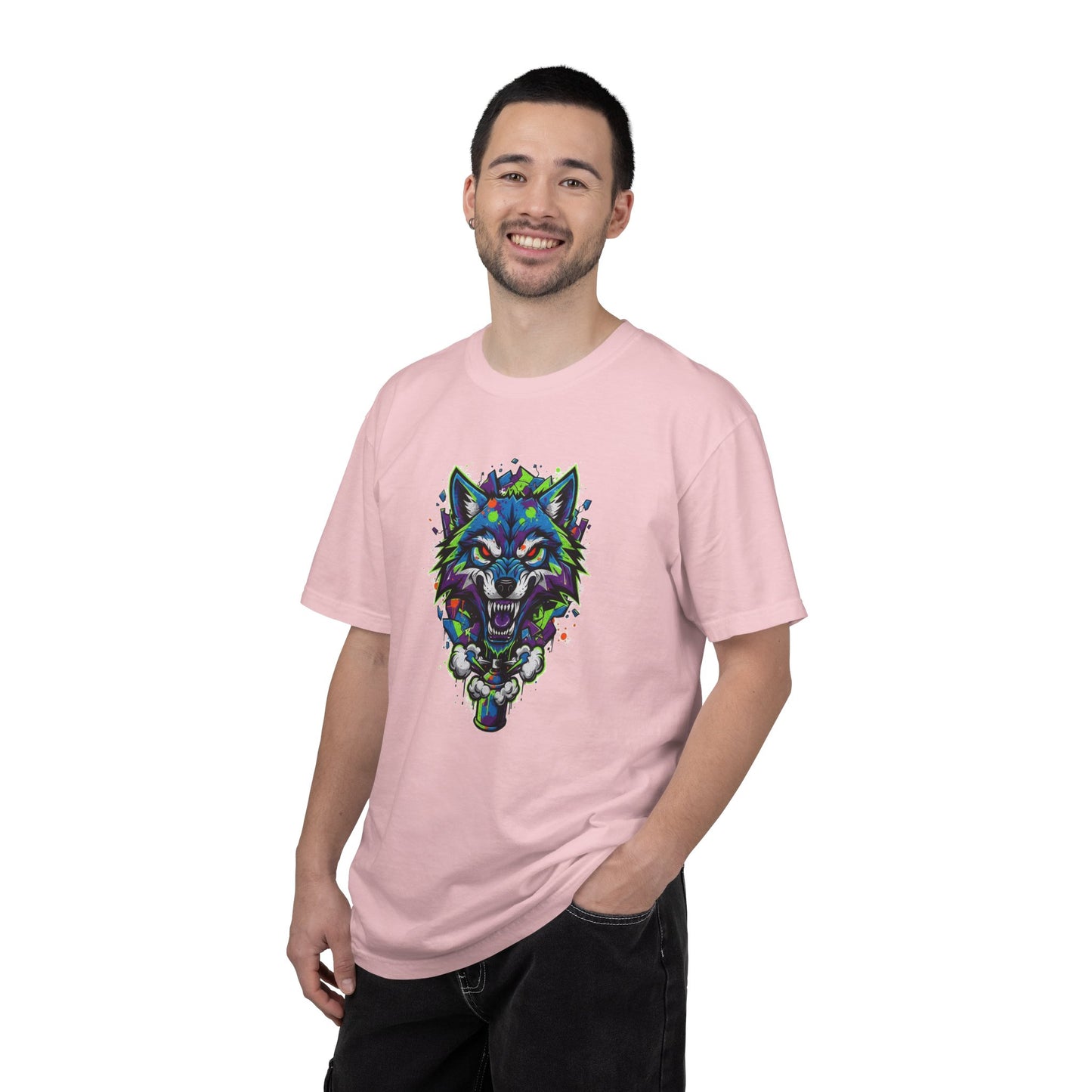 Colorful Geometric Wolf T-Shirt — Vibrant Tribal Wolf Graphic Tee