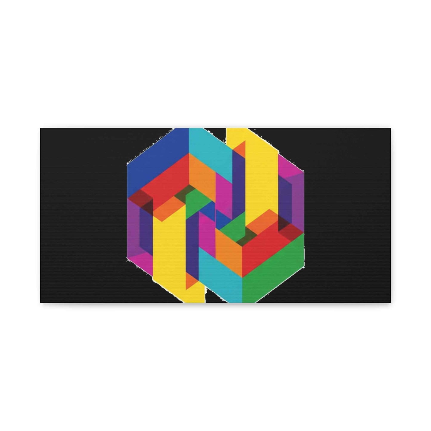 Colorful Geometric Cube Canvas Print — Modern Abstract Wall Art