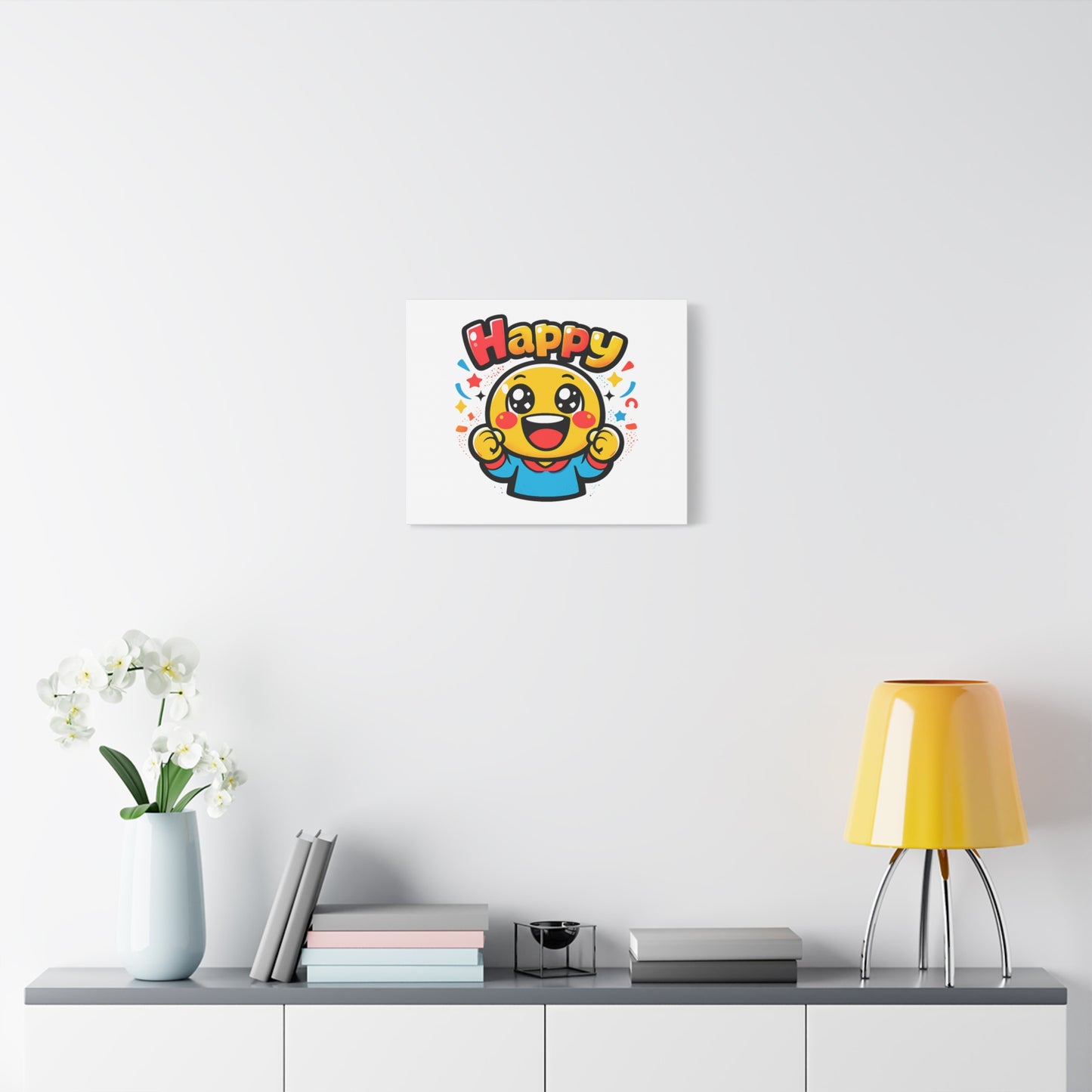 Happy Emoji Cartoon Canvas | Bold Cartoon, Thick Outline, Kawaii Minimal