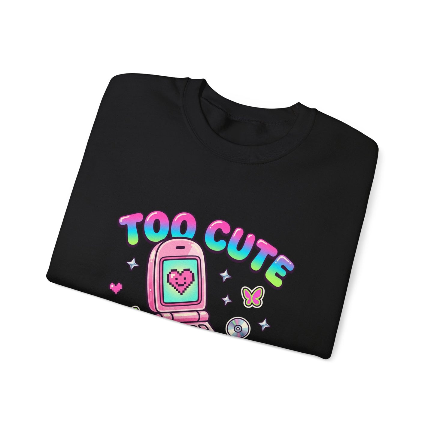 Too Cute To Compute Sweatshirt | Y2K aesthetic, 2000s retro internet graphic