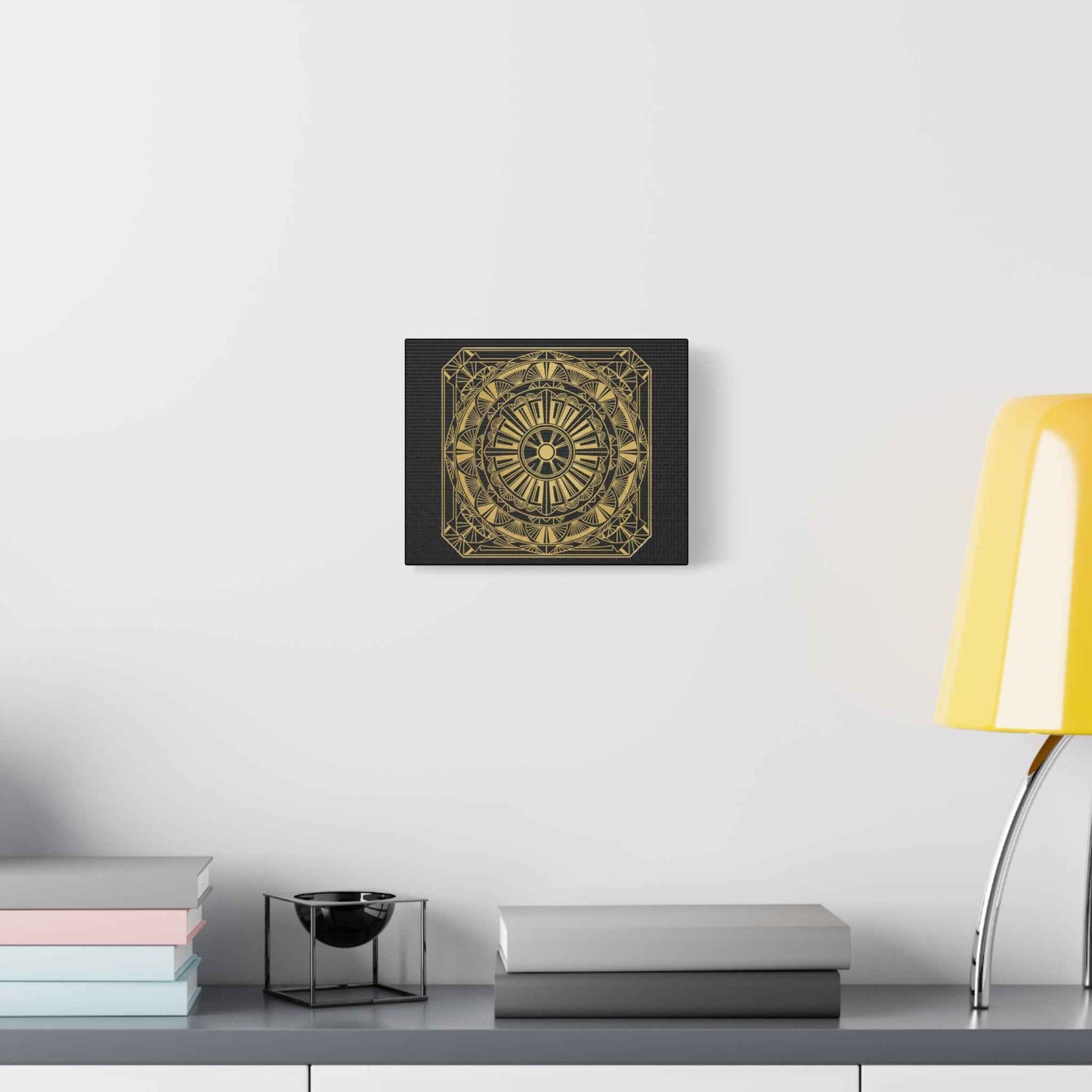 Gold Mandala Canvas Wall Art — Geometric Boho Matte Stretched Canvas