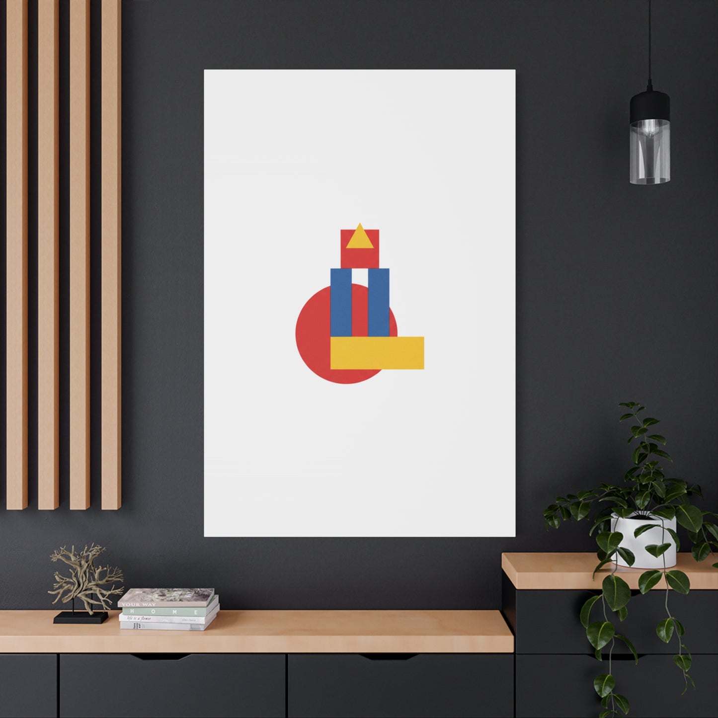 Abstract Geometric Shape Canvas Print — Minimalist Primary Color Wall Art