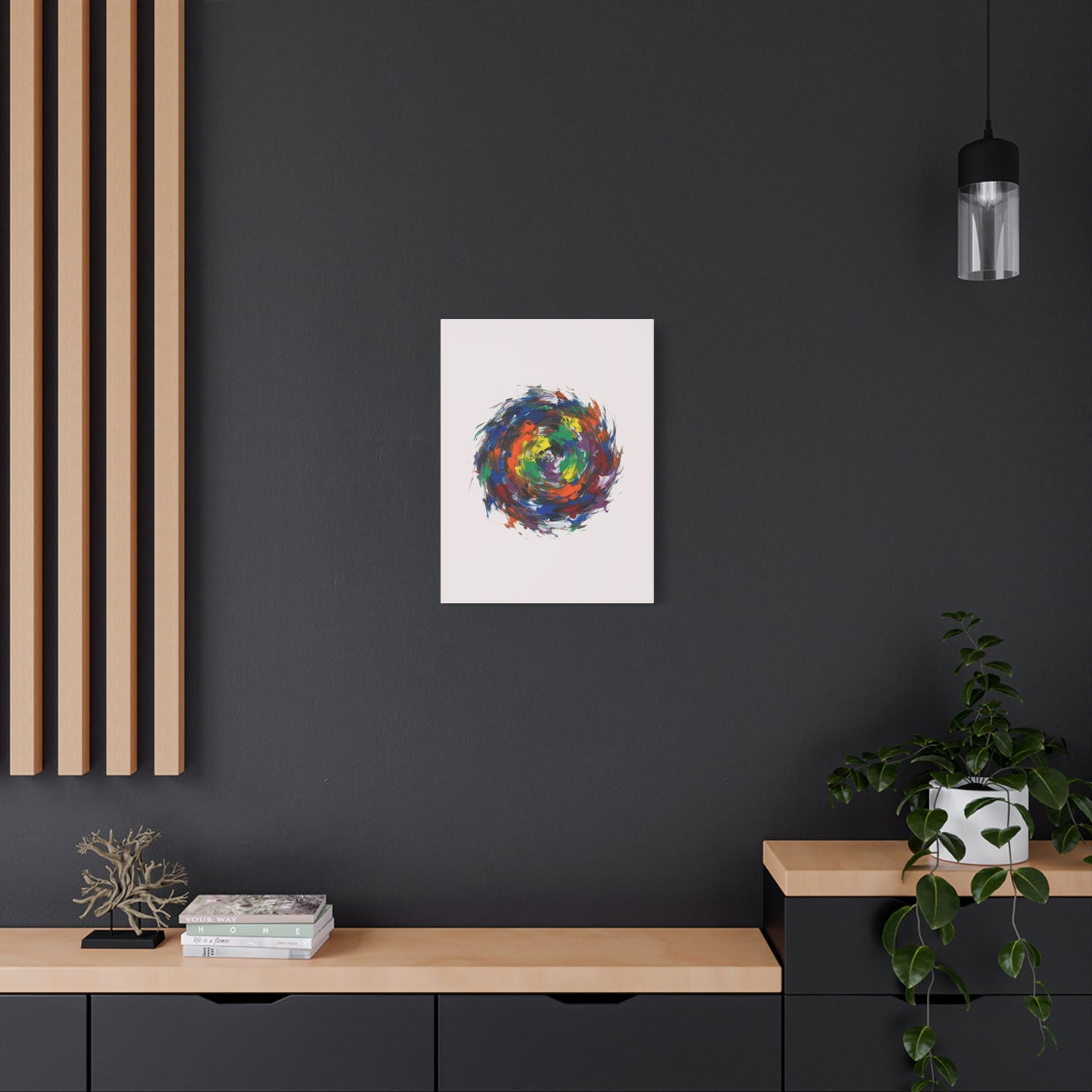 Abstract Color Swirl Canvas - Vibrant Circular Brushstroke Wall Art (Matte Stretched)