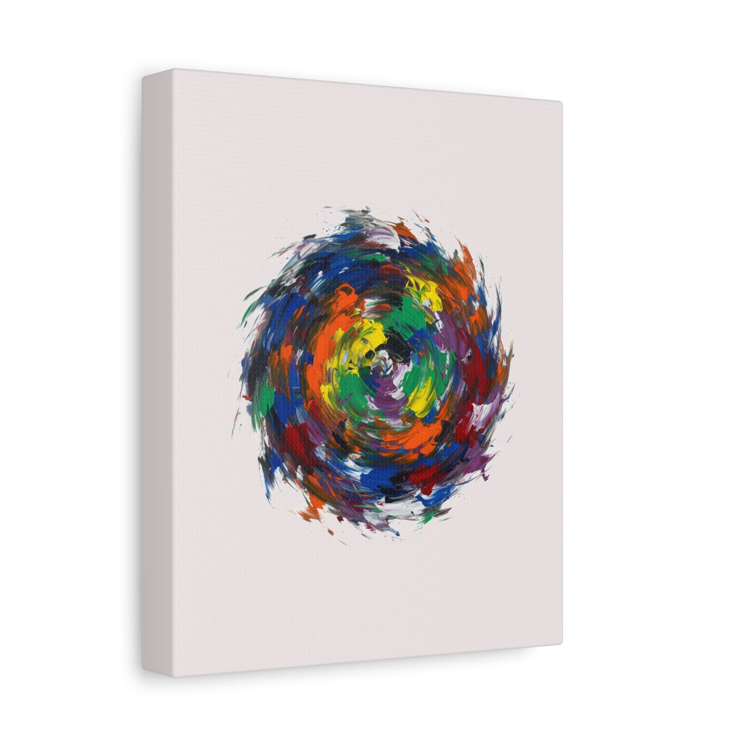 Abstract Color Swirl Canvas - Vibrant Circular Brushstroke Wall Art (Matte Stretched)