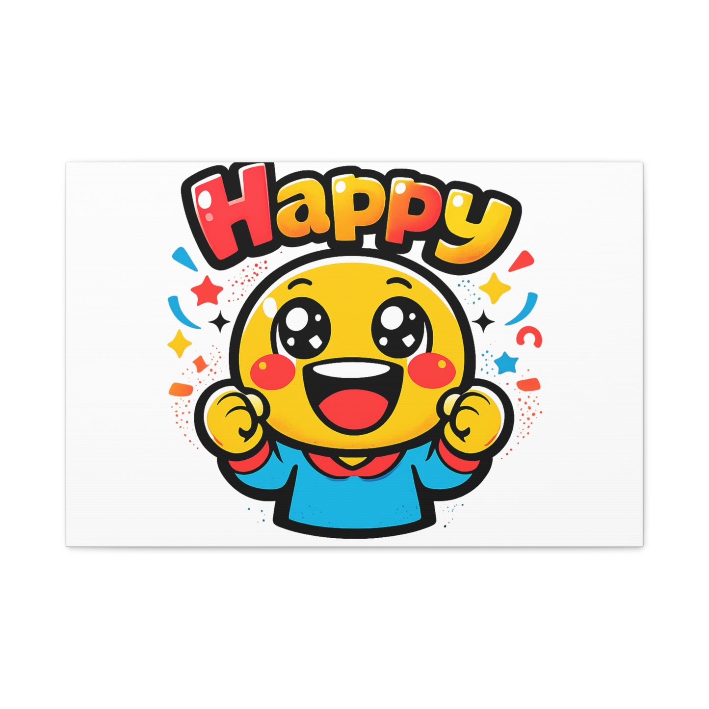Happy Emoji Cartoon Canvas | Bold Cartoon, Thick Outline, Kawaii Minimal