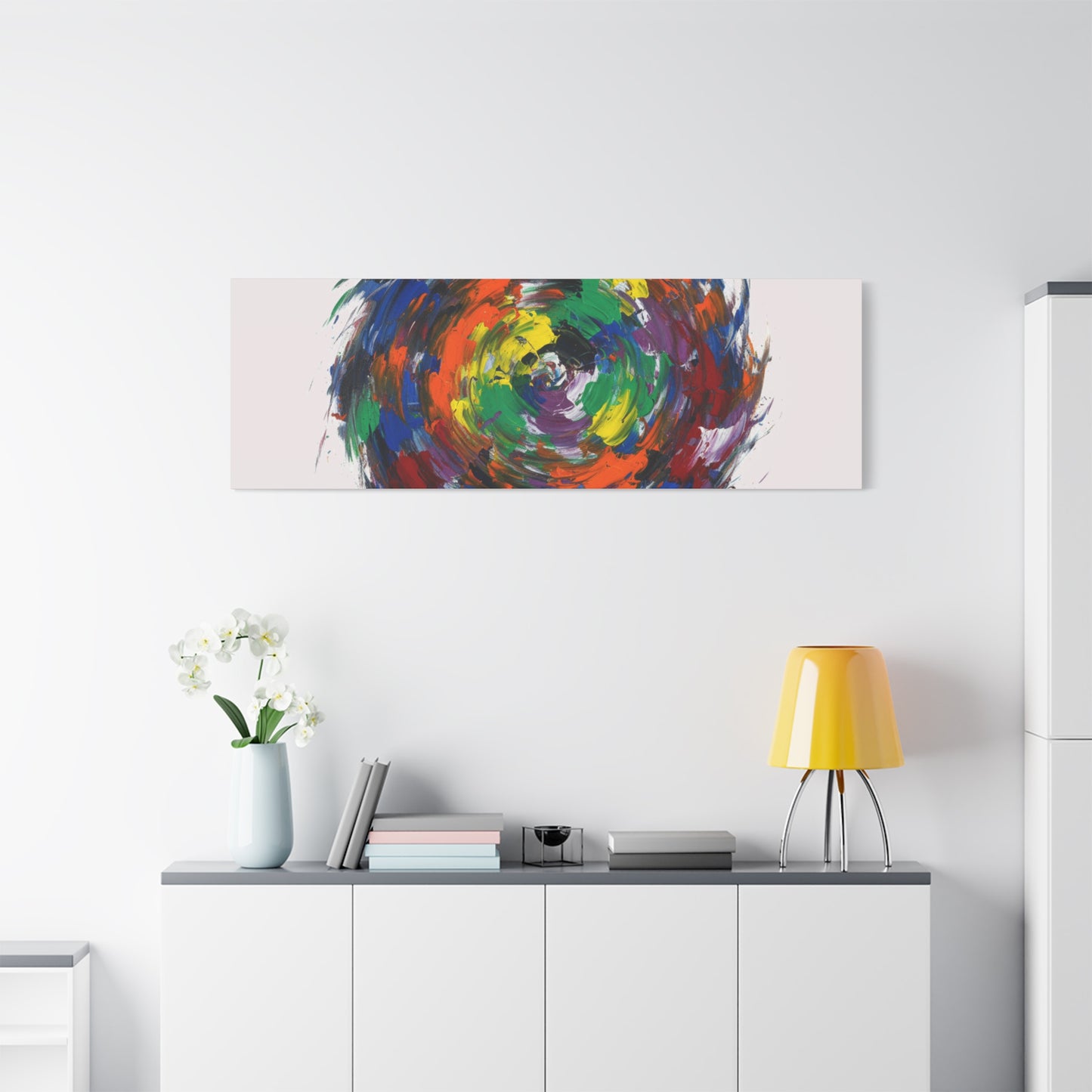 Abstract Color Swirl Canvas - Vibrant Circular Brushstroke Wall Art (Matte Stretched)