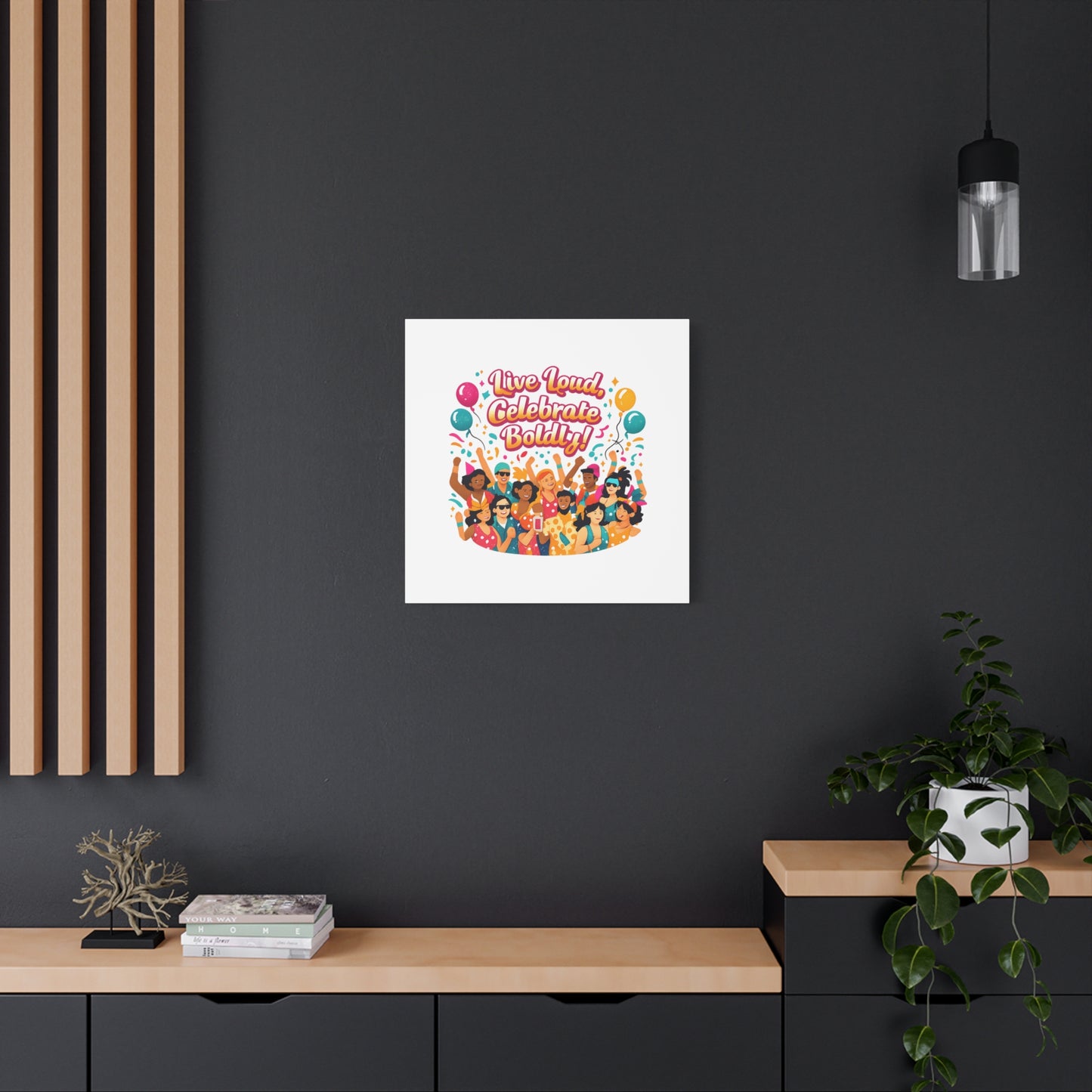 Live Loud Celebrate Boldly Canvas | Carnival Fiesta Confetti, Neon brights