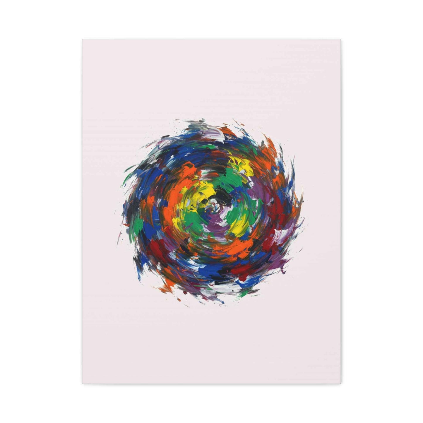 Abstract Color Swirl Canvas - Vibrant Circular Brushstroke Wall Art (Matte Stretched)