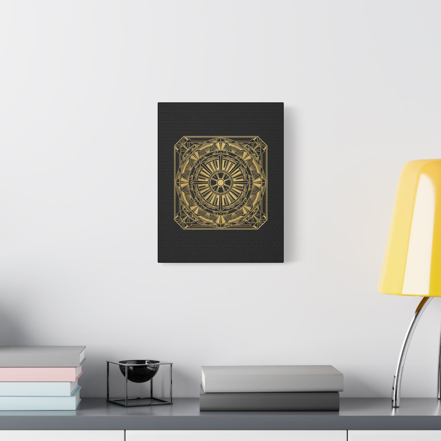Gold Mandala Canvas Wall Art — Geometric Boho Matte Stretched Canvas