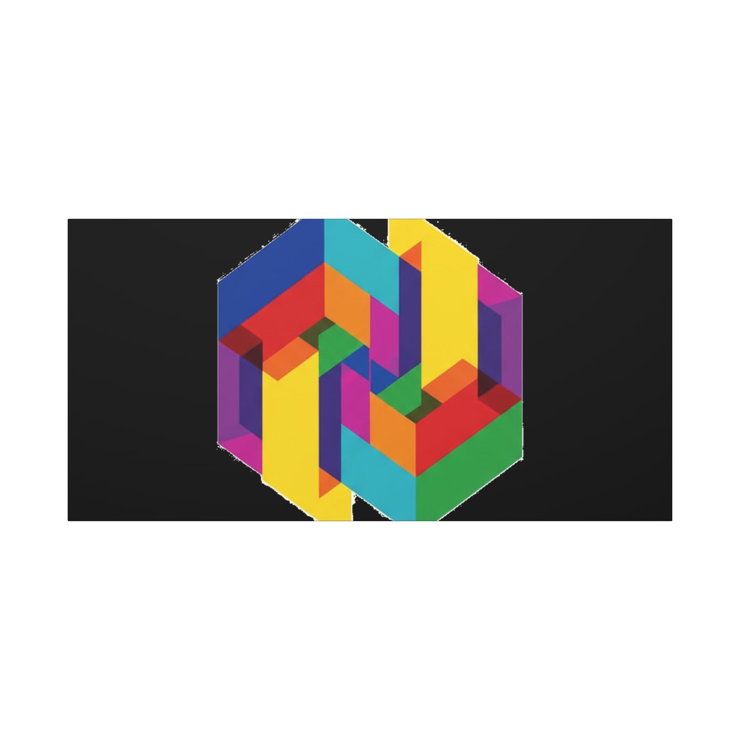Colorful Geometric Cube Canvas Print — Modern Abstract Wall Art