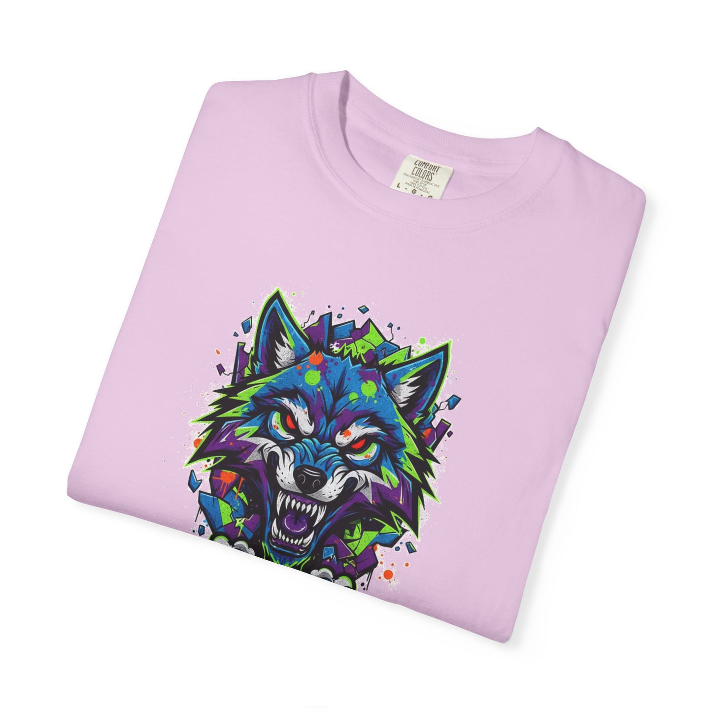 Colorful Geometric Wolf T-Shirt — Vibrant Tribal Wolf Graphic Tee