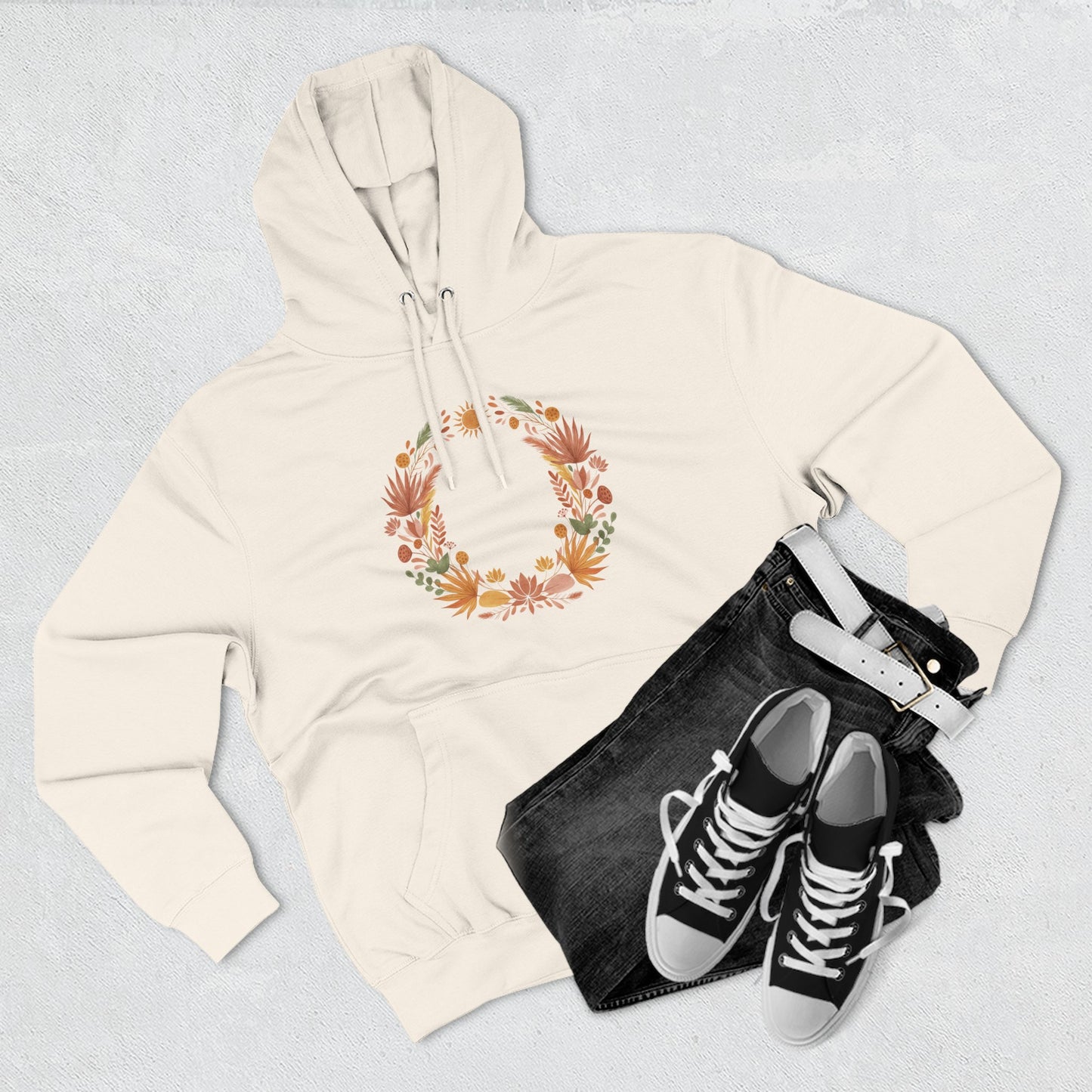 Floral Wreath Hoodie — Autumn Botanical Pullover