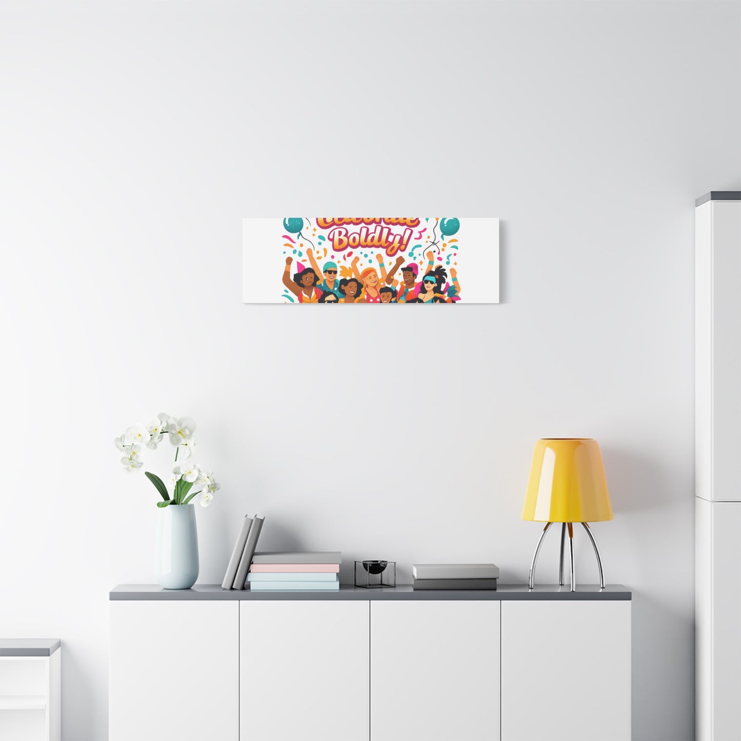 Live Loud Celebrate Boldly Canvas | Carnival Fiesta Confetti, Neon brights