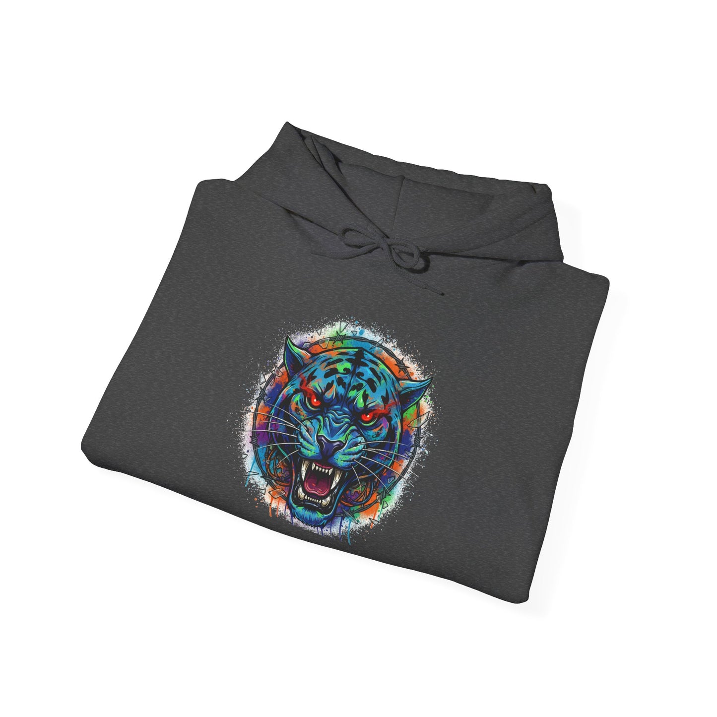 Wolf Head Hoodie — Vibrant Tribal Neon Wolf Sweatshirt