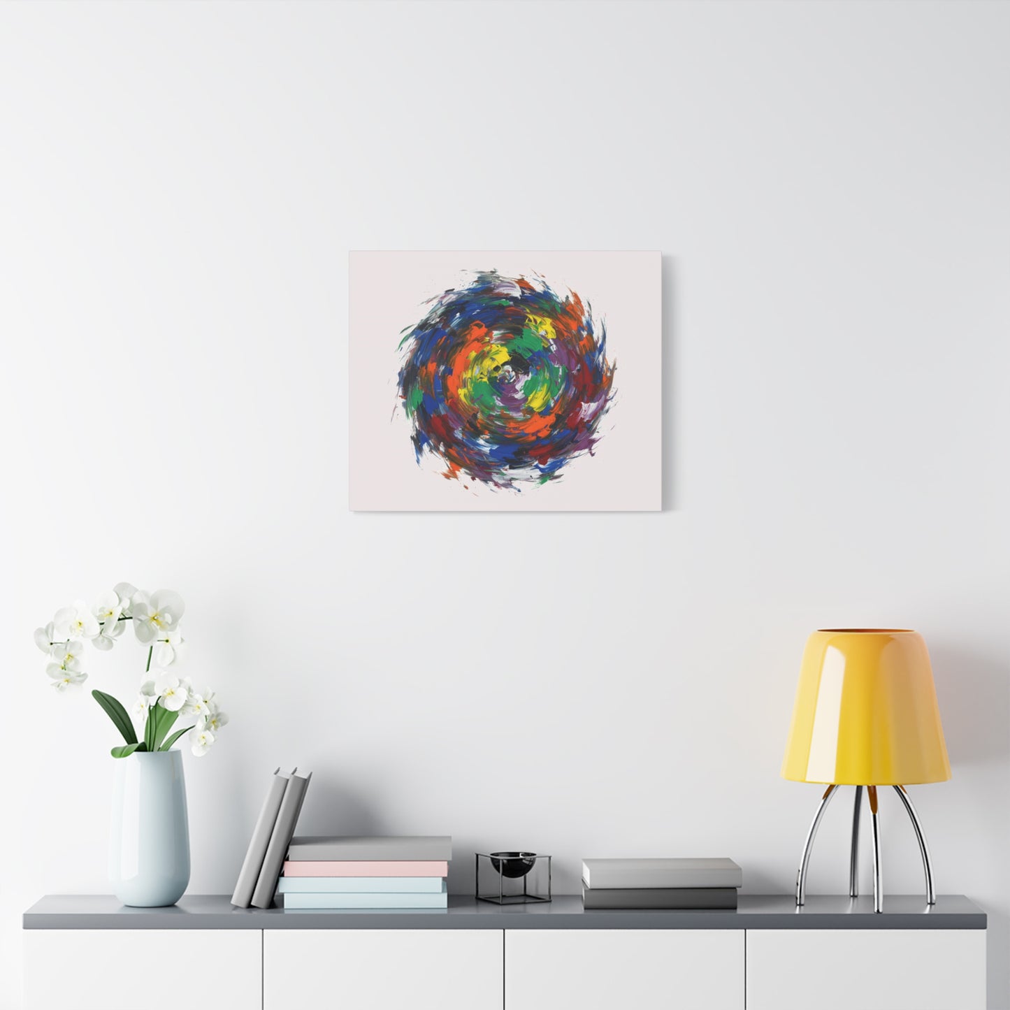 Abstract Color Swirl Canvas - Vibrant Circular Brushstroke Wall Art (Matte Stretched)