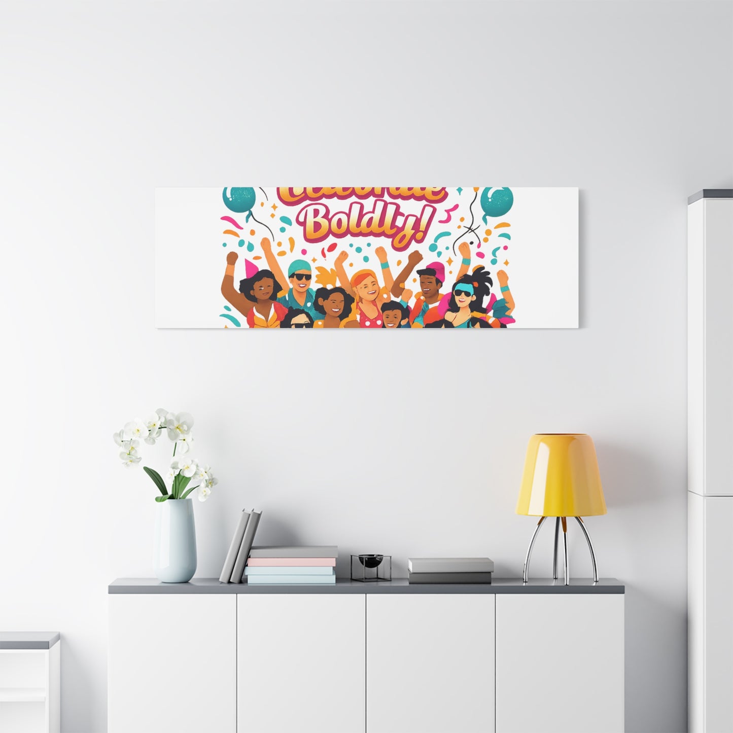 Live Loud Celebrate Boldly Canvas | Carnival Fiesta Confetti, Neon brights