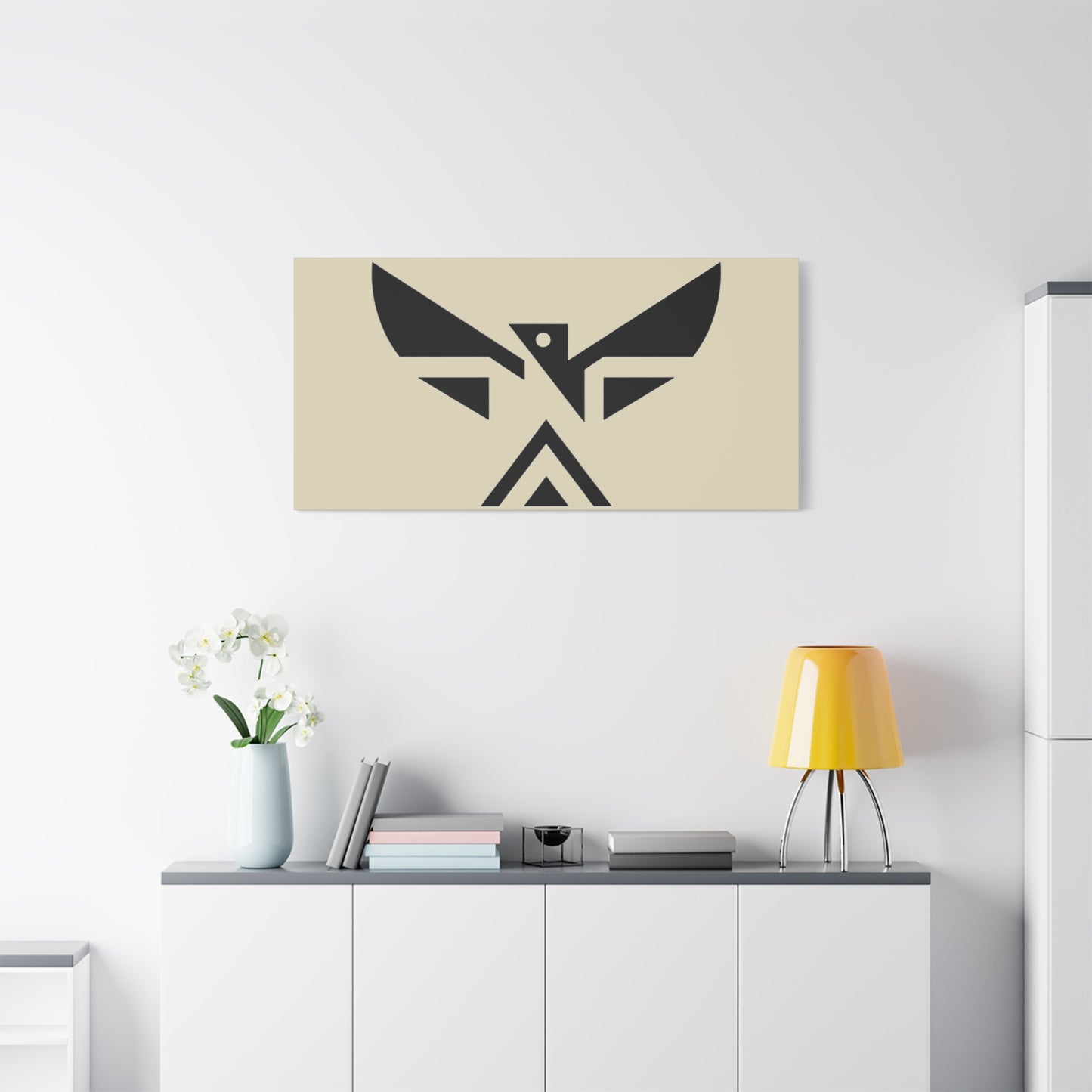 Minimalist Geometric Eagle Canvas Print — Modern Native-Inspired Wall Art