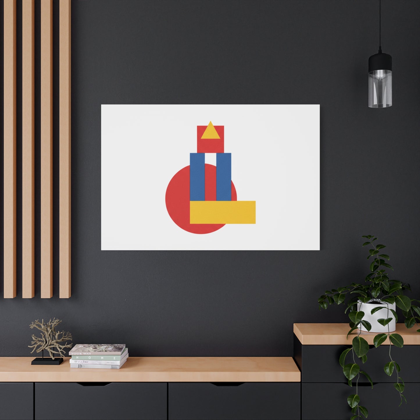 Abstract Geometric Shape Canvas Print — Minimalist Primary Color Wall Art