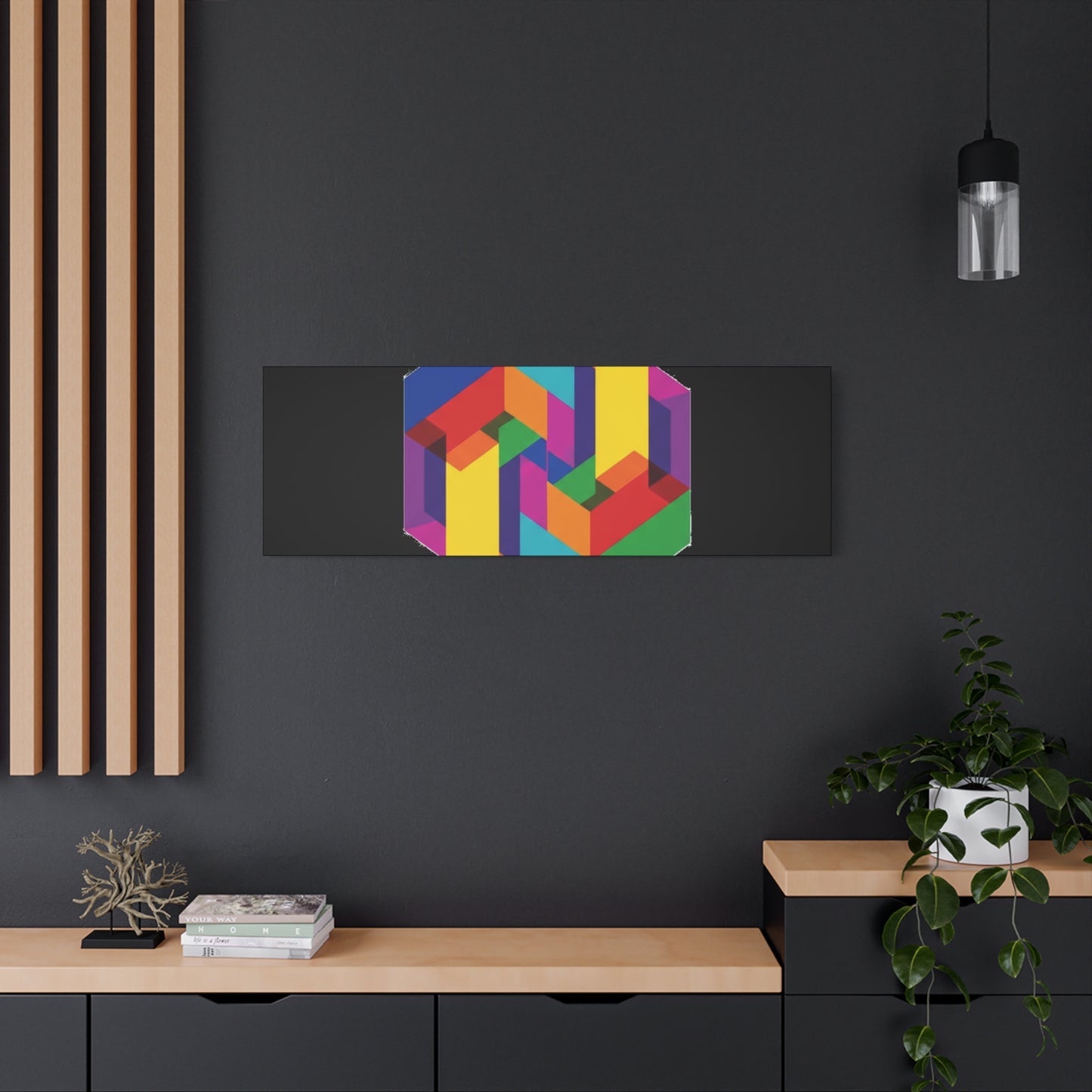 Colorful Geometric Cube Canvas Print — Modern Abstract Wall Art