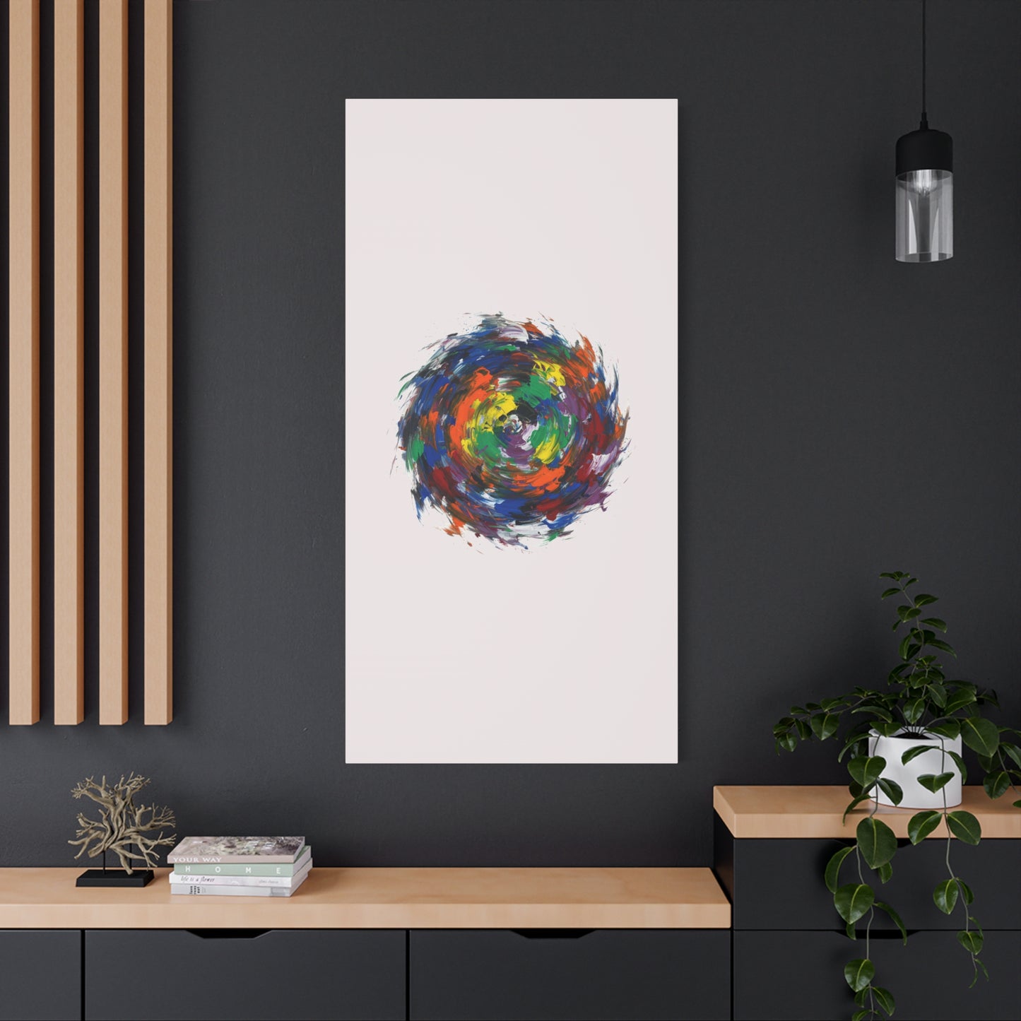 Abstract Color Swirl Canvas - Vibrant Circular Brushstroke Wall Art (Matte Stretched)