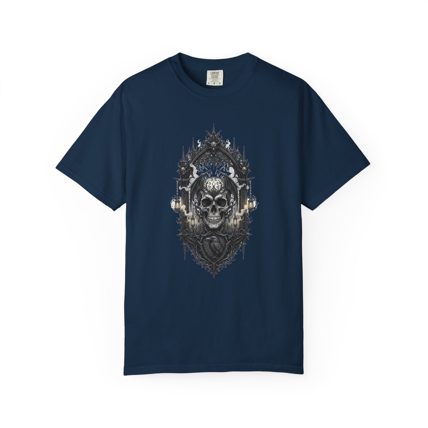 Skull Cathedral T-Shirt — Gothic Skull & Candle Graphic Tee