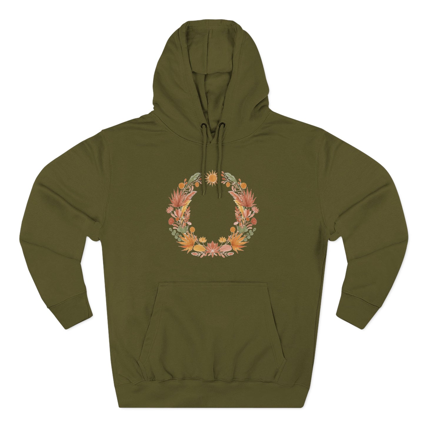Floral Wreath Hoodie — Autumn Botanical Pullover