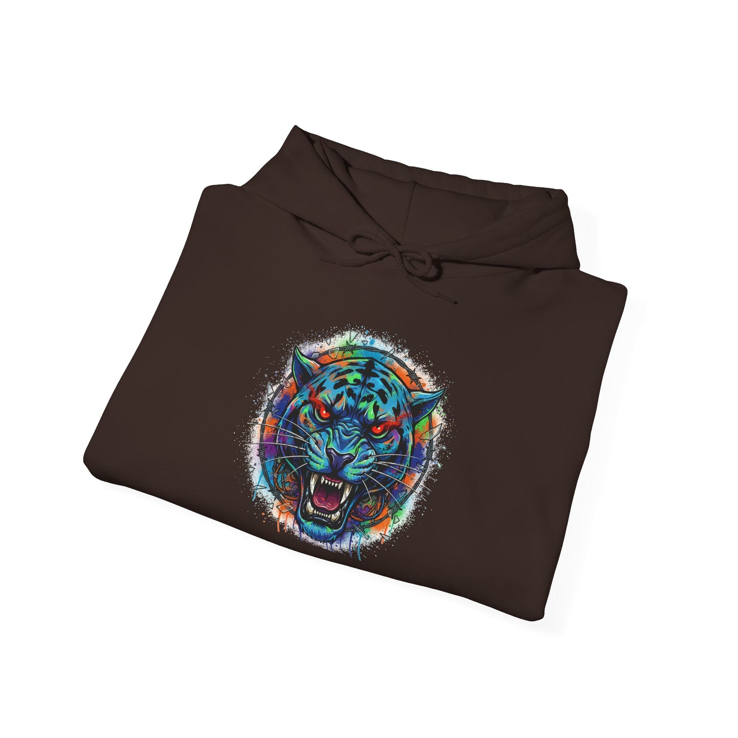 Wolf Head Hoodie — Vibrant Tribal Neon Wolf Sweatshirt