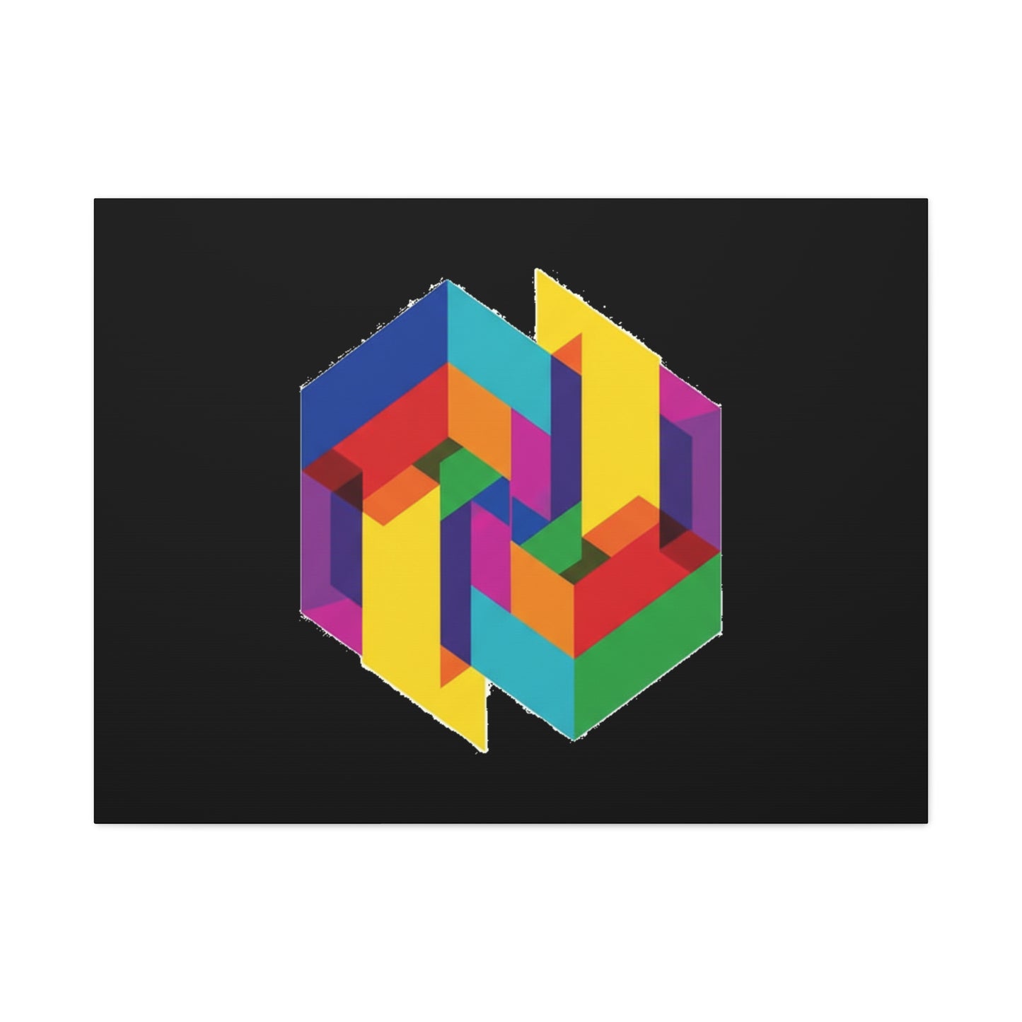 Colorful Geometric Cube Canvas Print — Modern Abstract Wall Art