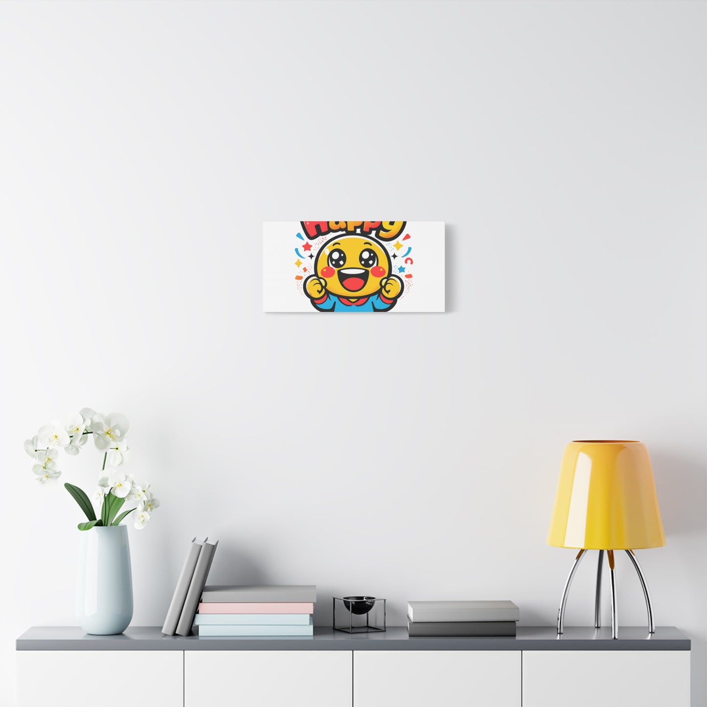 Happy Emoji Cartoon Canvas | Bold Cartoon, Thick Outline, Kawaii Minimal