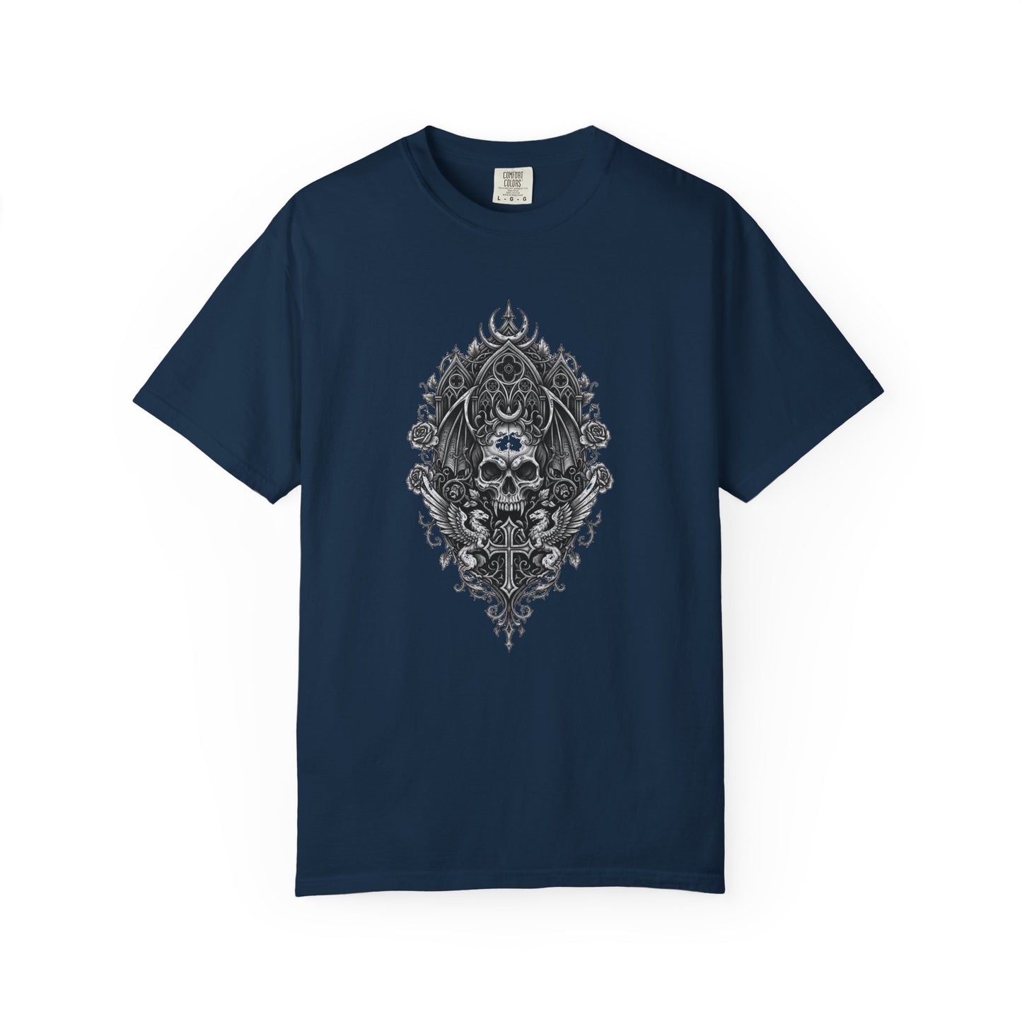 Skull & Cross Key Gothic T-Shirt — Ornate Dark Art Graphic Tee