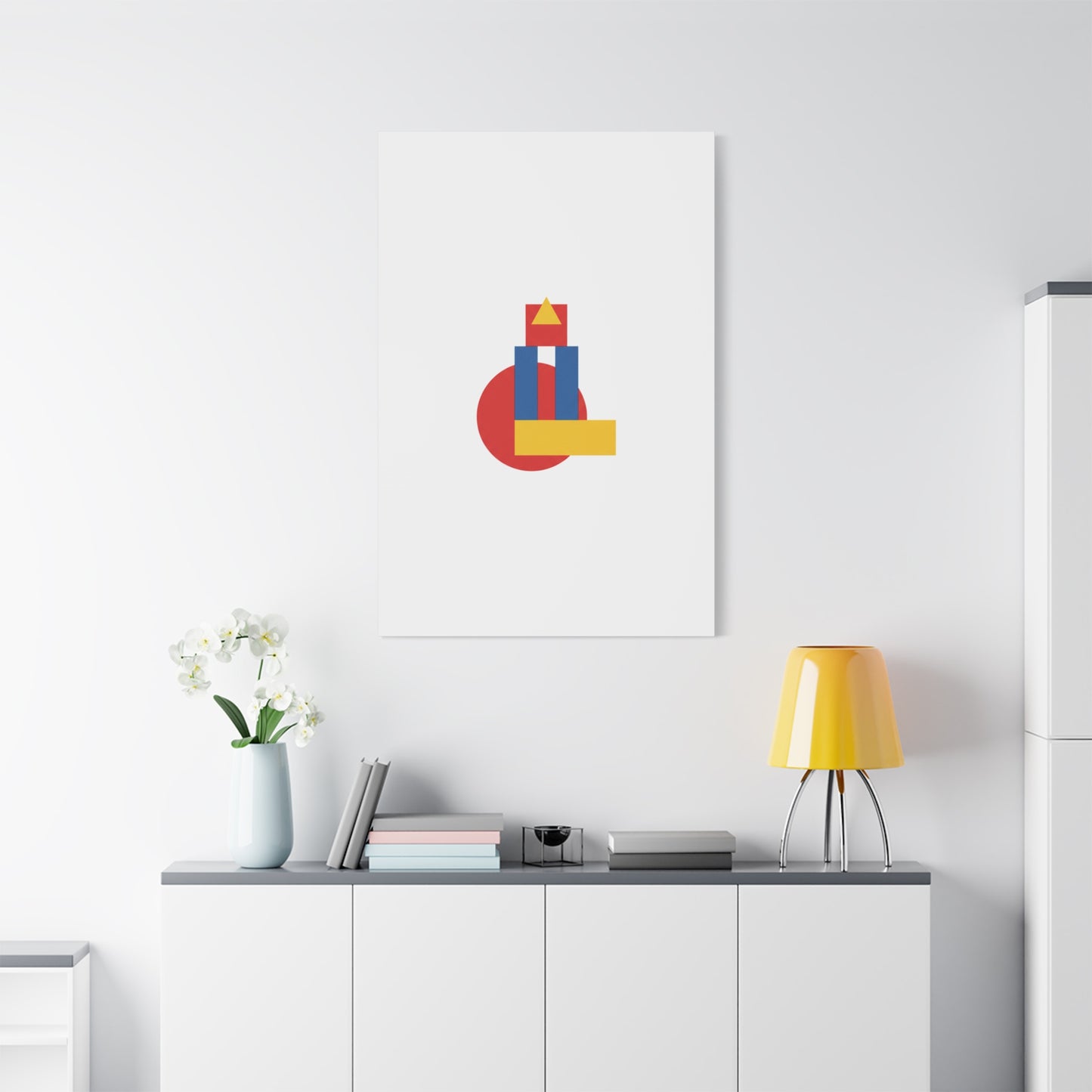 Abstract Geometric Shape Canvas Print — Minimalist Primary Color Wall Art