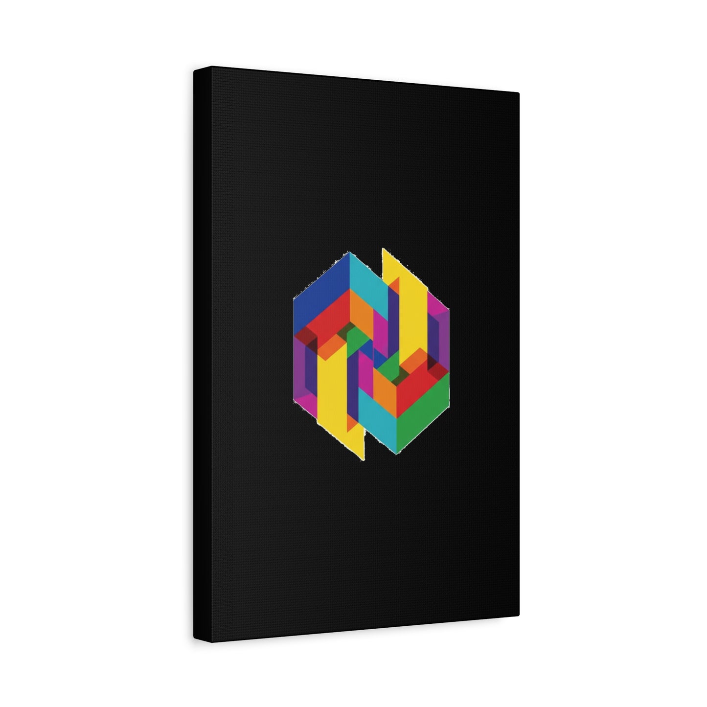 Colorful Geometric Cube Canvas Print — Modern Abstract Wall Art