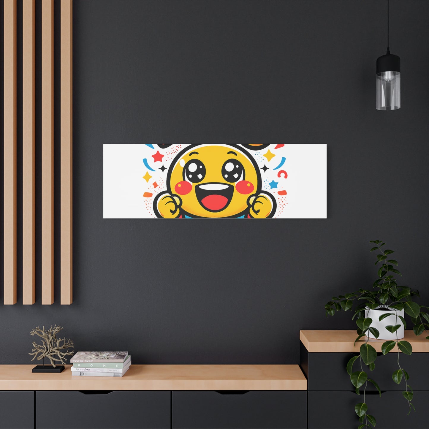 Happy Emoji Cartoon Canvas | Bold Cartoon, Thick Outline, Kawaii Minimal