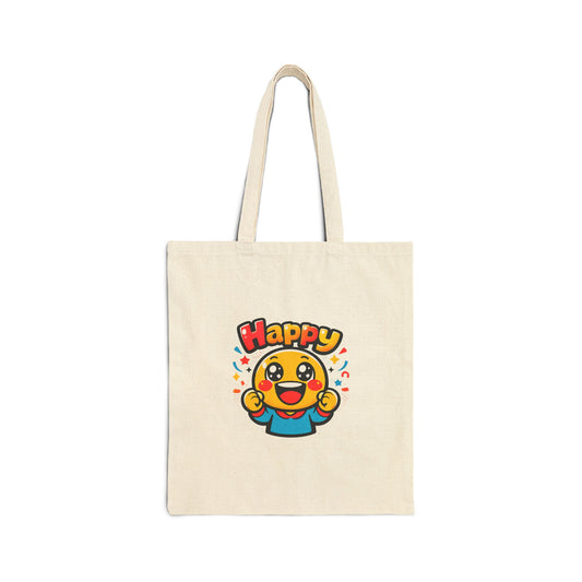 Happy Blob Cartoon Tote | kawaii minimal, thick outline, mood face