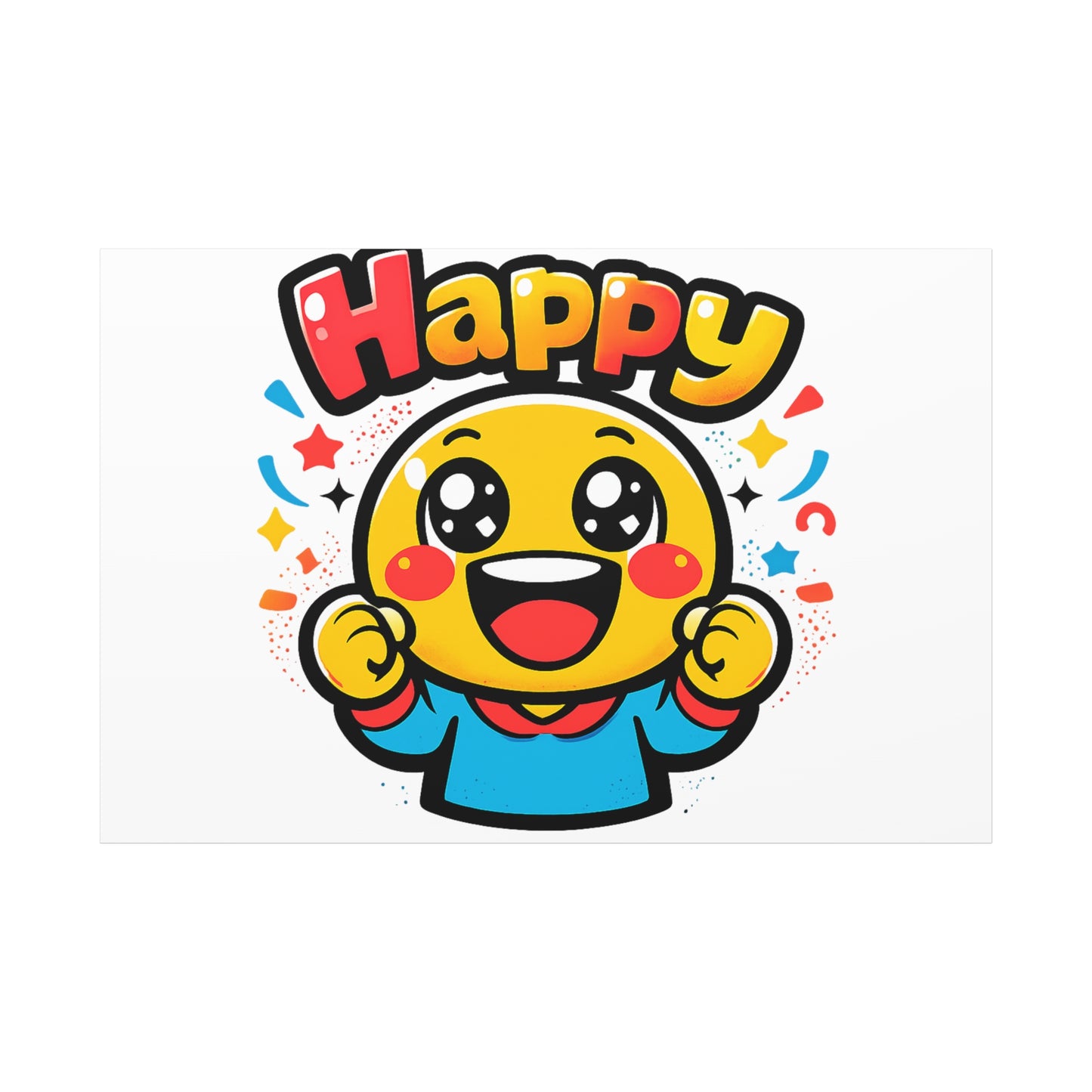 Happy Emoji Cartoon Canvas | Bold Cartoon, Thick Outline, Kawaii Minimal