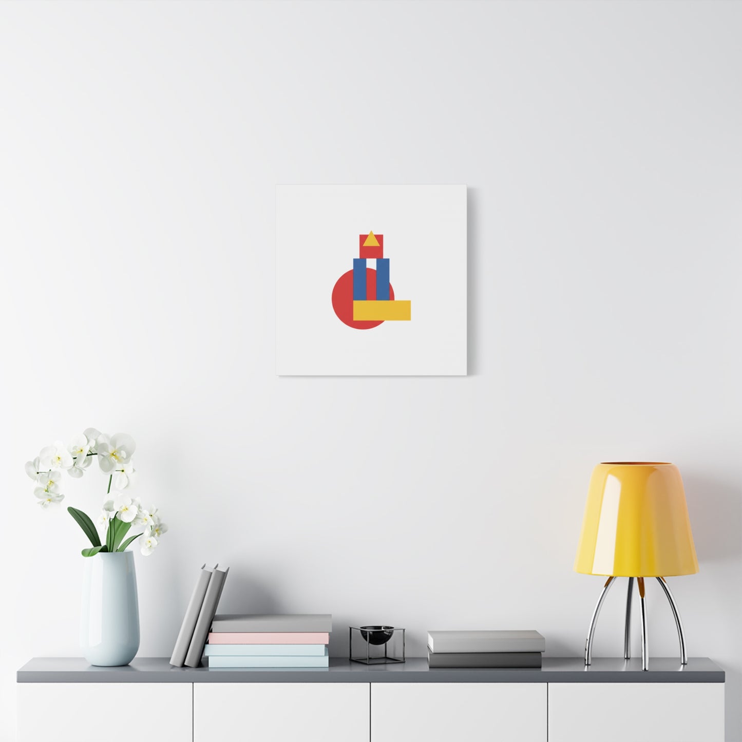 Abstract Geometric Shape Canvas Print — Minimalist Primary Color Wall Art